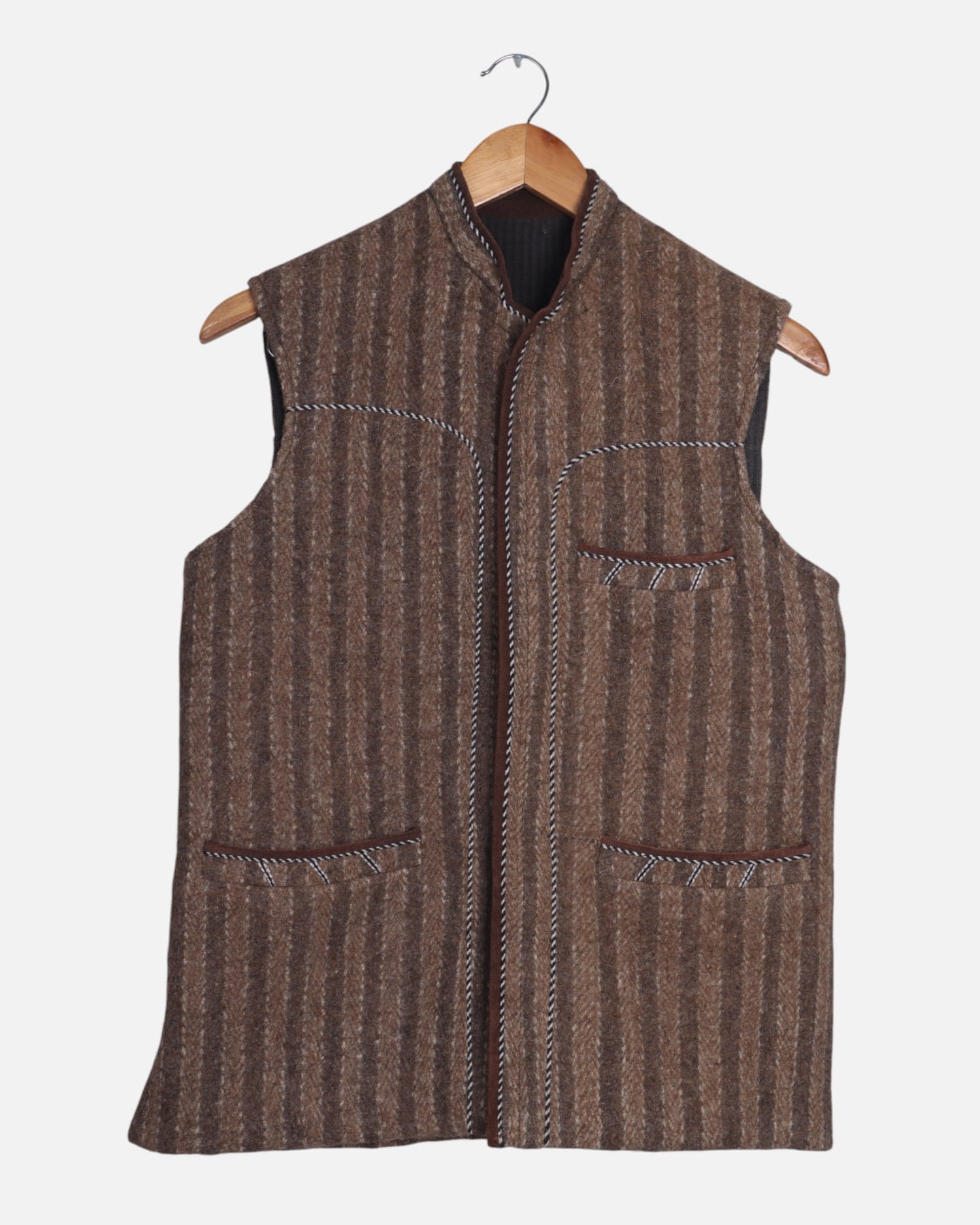 Traditional Afghan Men’s Wool Vest – Handmade Wool Grey color Waistcoat