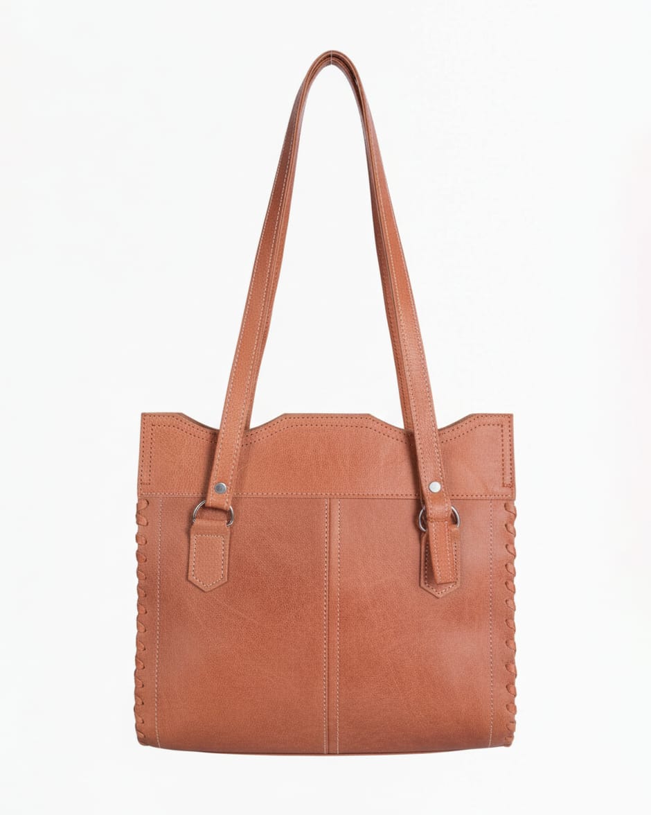 Handmade Tan Leather Handbag – Traditional Afghan Tote with Hand-Stitched Details