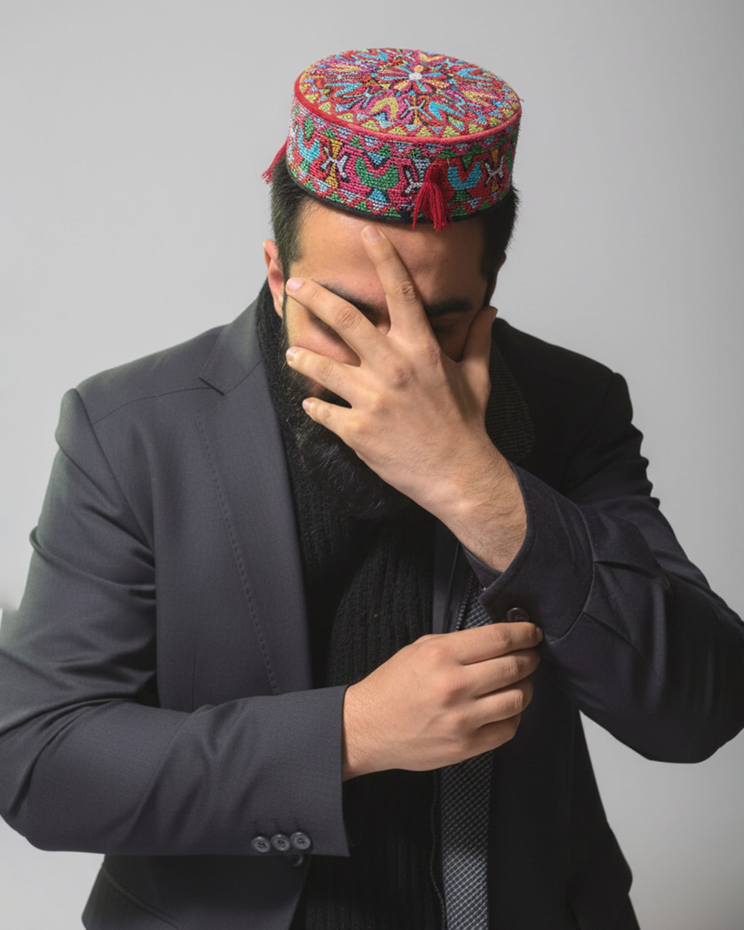 Hazargi Traditional Embroidered Cap – Handmade Kula with Colorful Threadwork