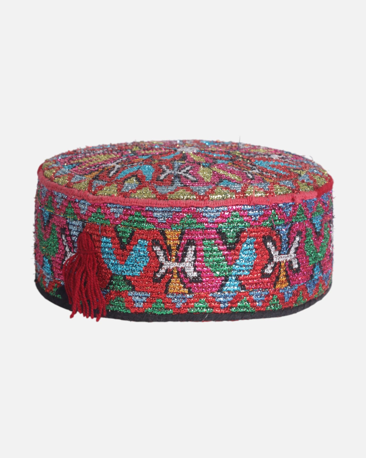 Hazargi Traditional Embroidered Cap – Handmade Kula with Colorful Threadwork