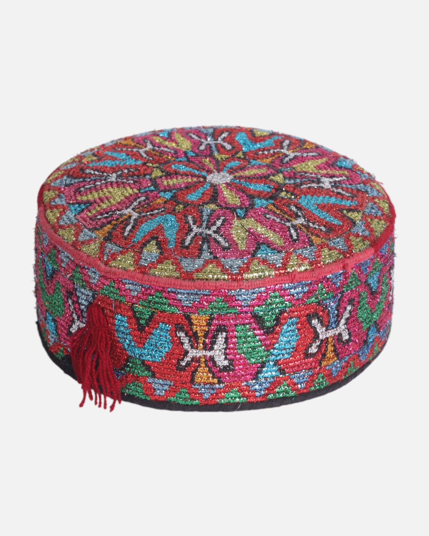 Hazargi Traditional Embroidered Cap – Handmade Kula with Colorful Threadwork
