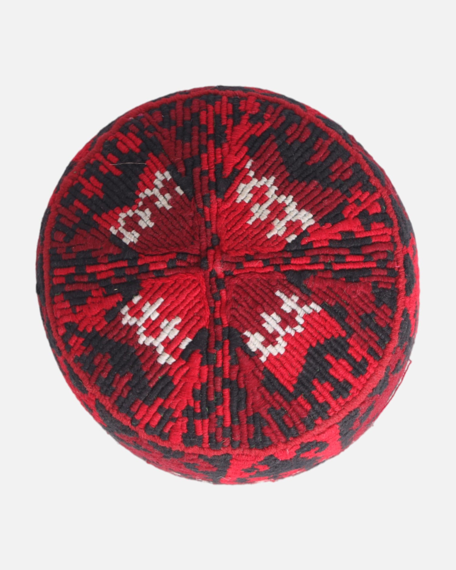 Traditional Red and Black Handwoven Afghan Kula – Embroidered Cap