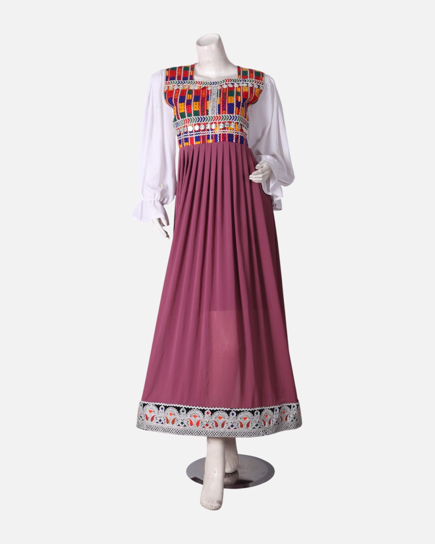 Handmade Afghan Embroidered Dress – Colorful Traditional Design