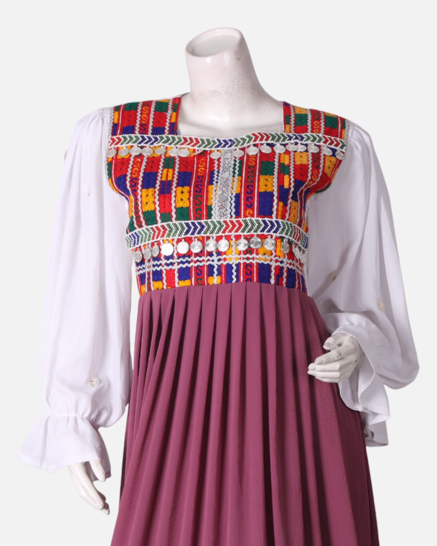 Handmade Afghan Embroidered Dress – Colorful Traditional Design