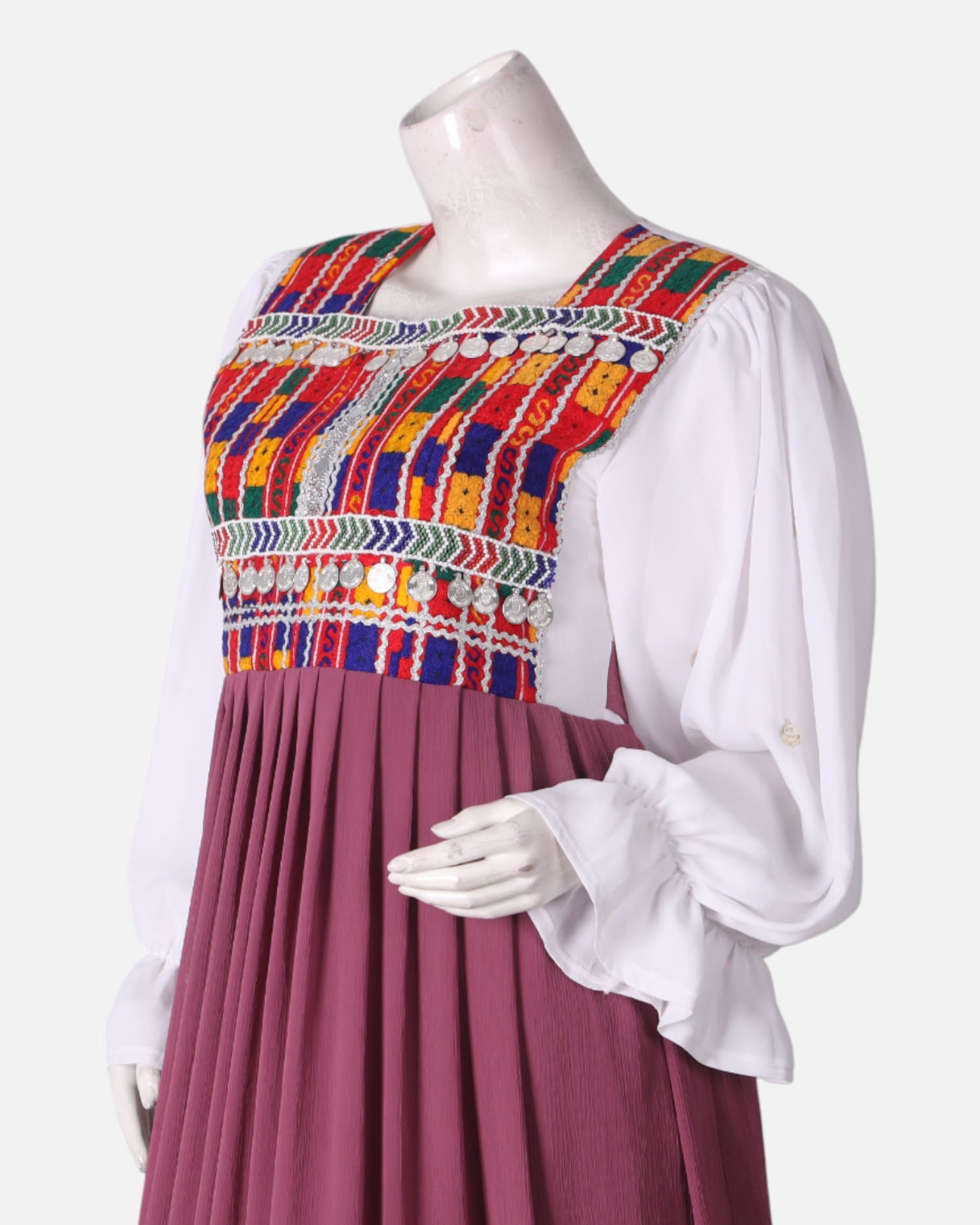 Handmade Afghan Embroidered Dress – Colorful Traditional Design