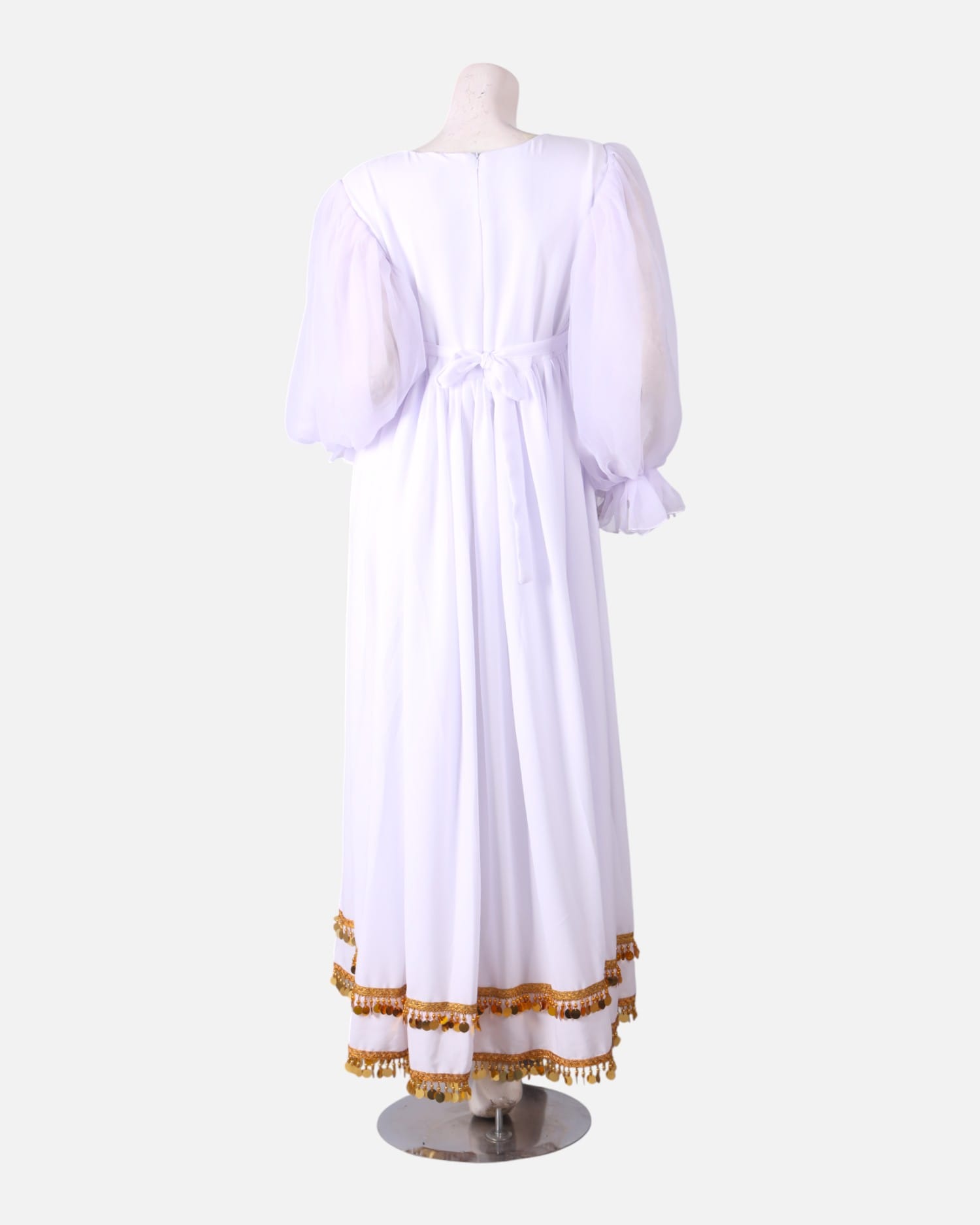 White Handmade Kuchi Dress – Ghand Afghani Mahfili, Traditional Embroidered Festival Dress