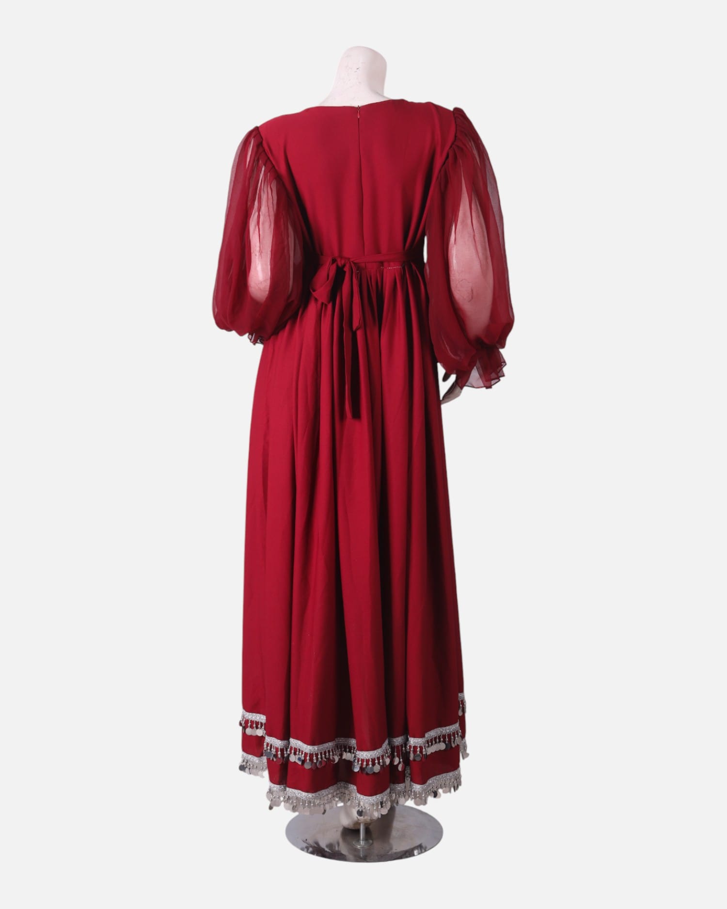 Red Afghan Kuchi Dress – Handmade Embroidered Dress with Coins