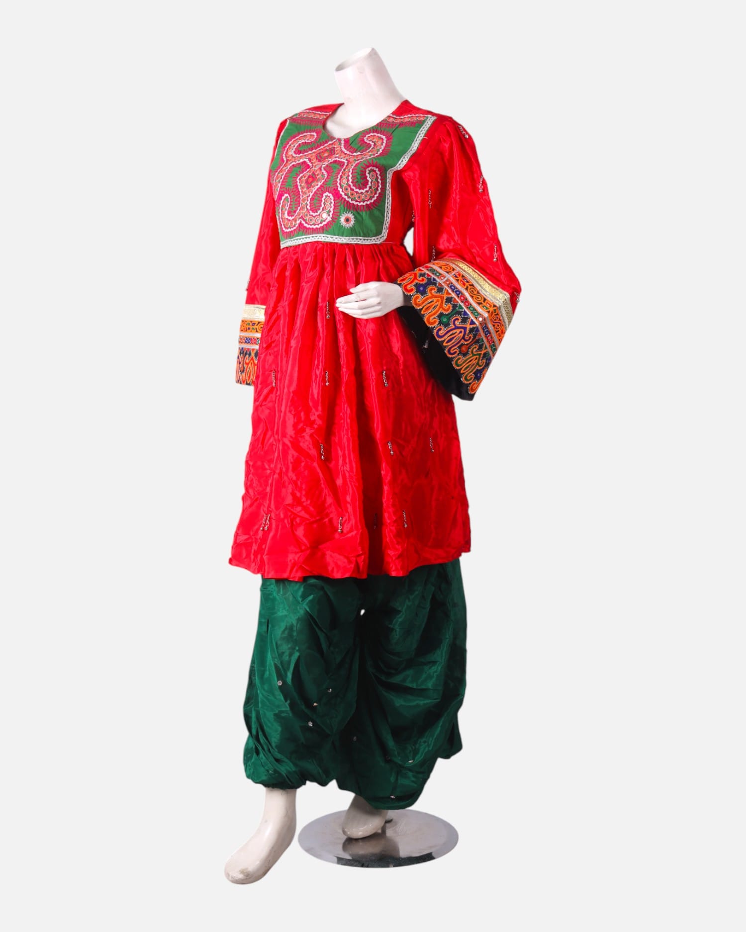 Afghan nikkah kochi red and green couple dress