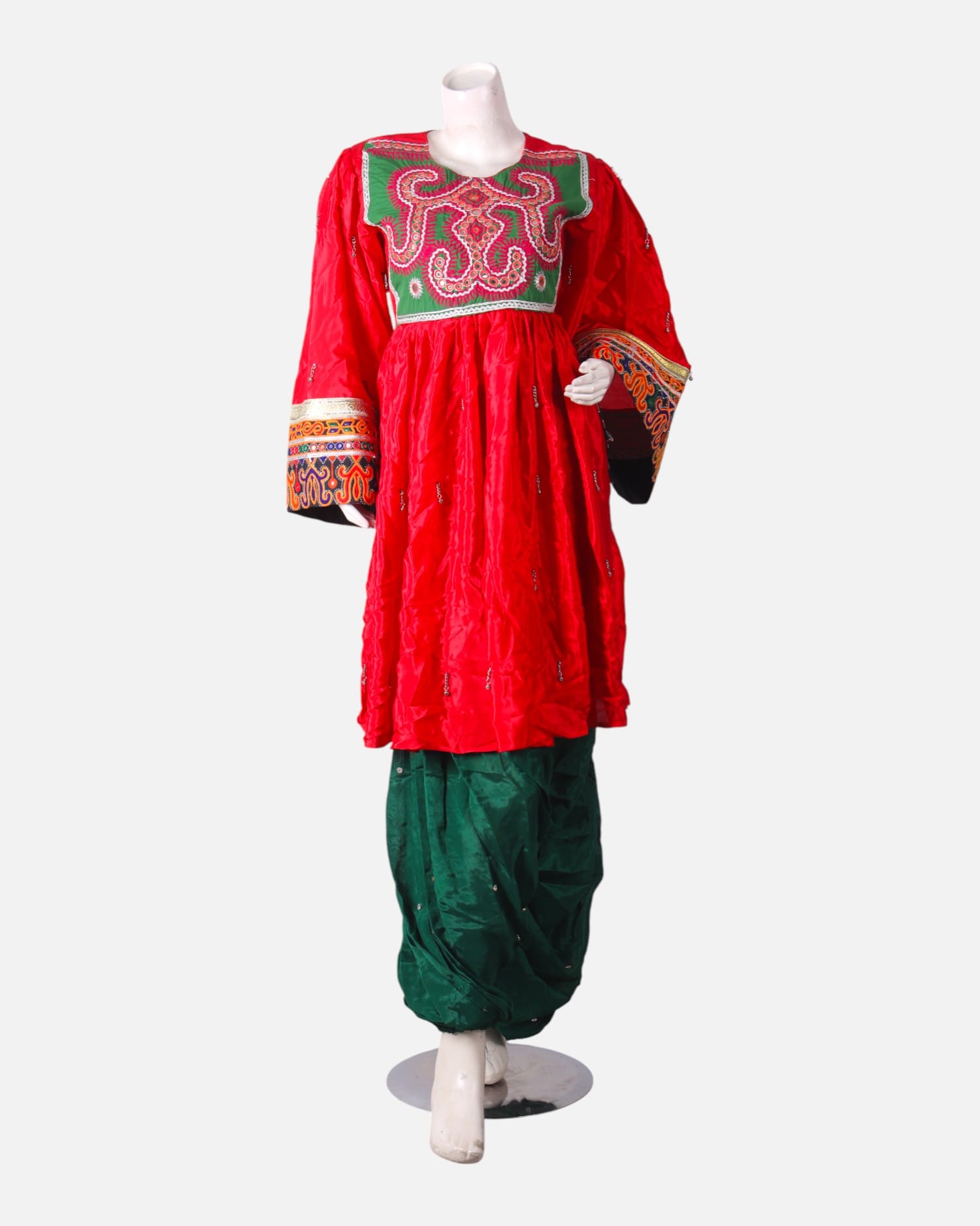Afghan nikkah kochi red and green couple dress
