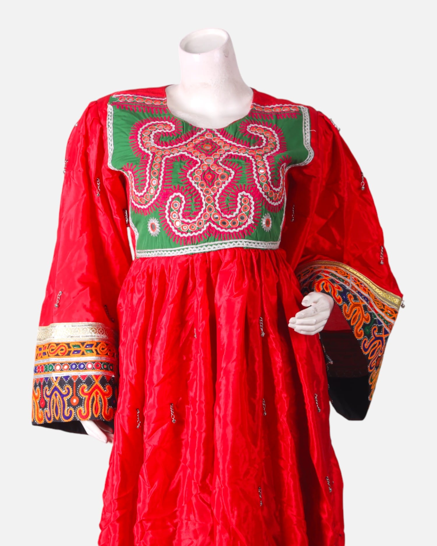 Afghan nikkah kochi red and green couple dress