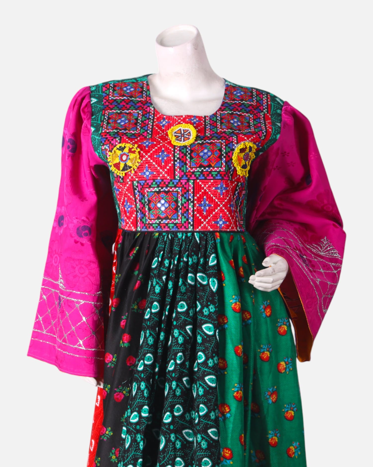 Afghan Kochi Dress: Multicolour Embroidery, Traditional Wedding Henna Dress