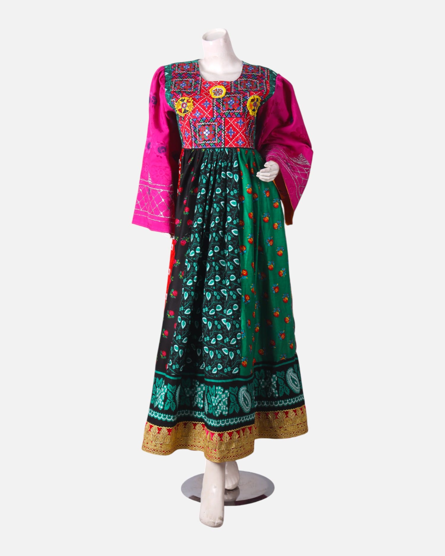 Afghan Kochi Dress: Multicolour Embroidery, Traditional Wedding Henna Dress
