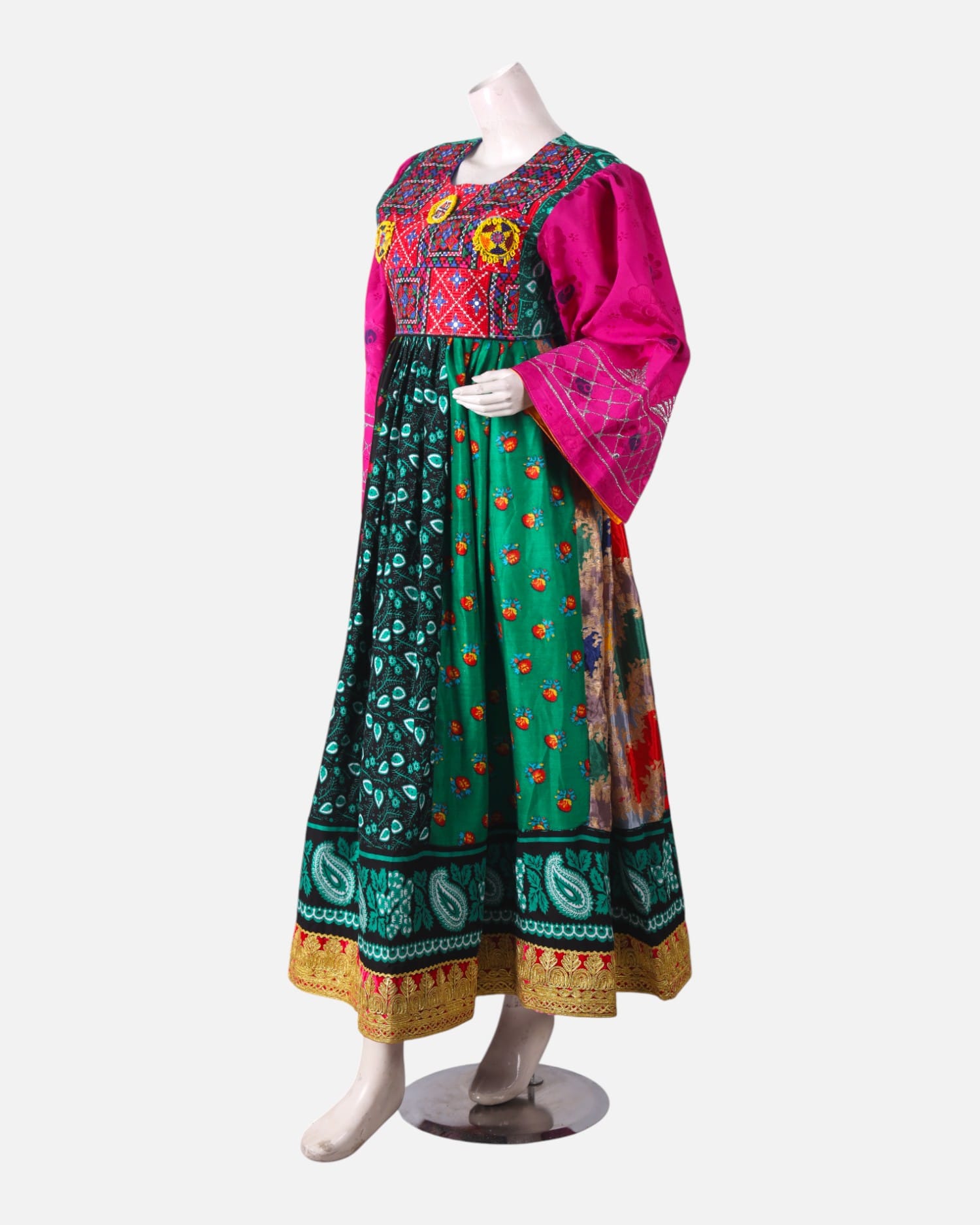 Afghan Kochi Dress: Multicolour Embroidery, Traditional Wedding Henna Dress