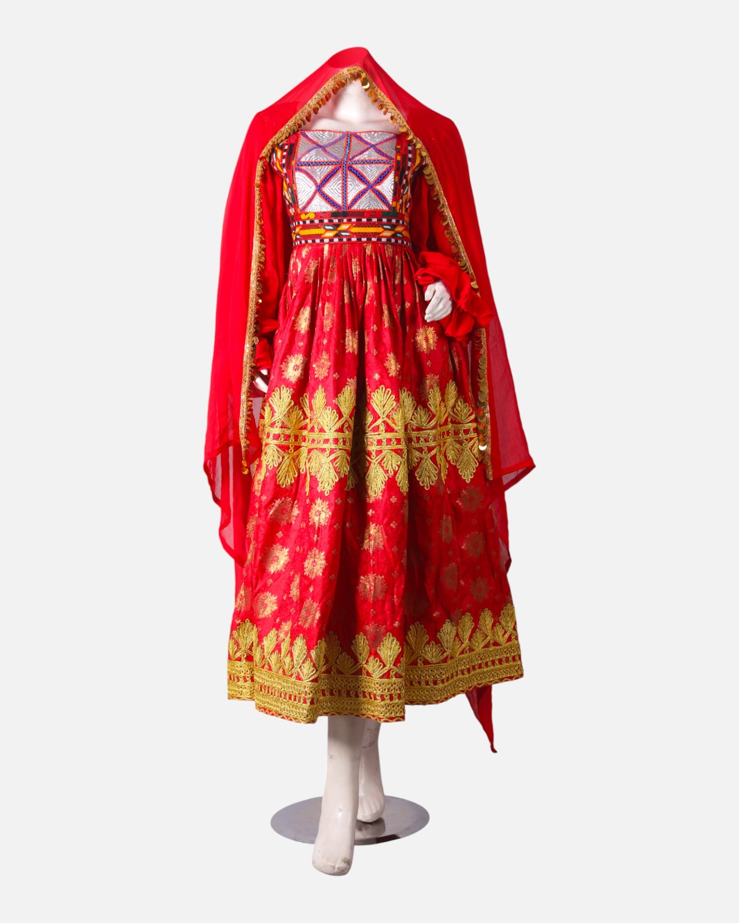 Red Wedding Dress Yellow Cherma Embroidered Bridal Wear | Aseel Red Wedding Dress Yellow Cherma Embroidered Bridal Wear | Aseel