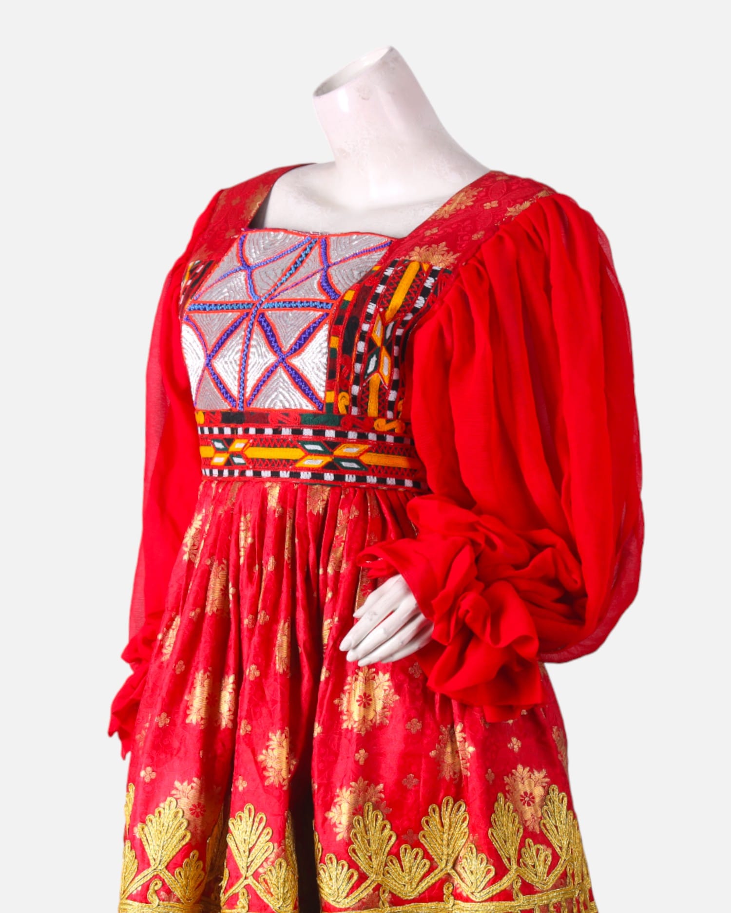 Red Wedding Dress  Yellow Cherma Embroidered Bridal Wear | Aseel