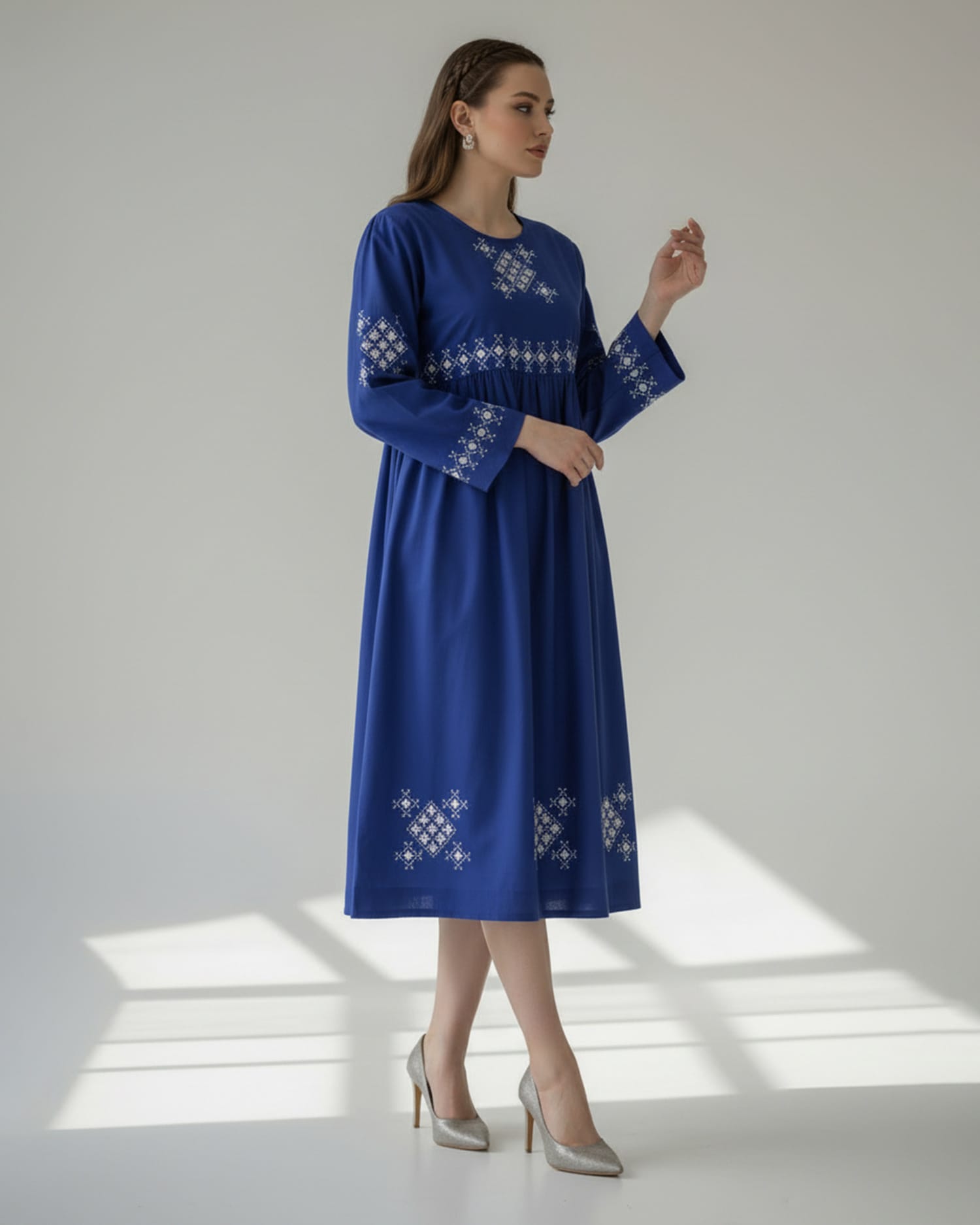 Royal Blue Women’s Glass Embroidered Dress