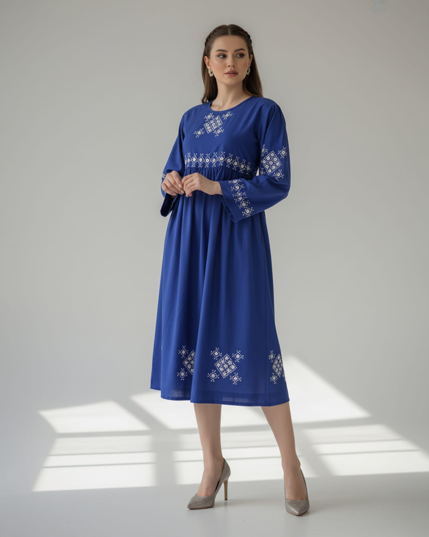 Royal Blue Women’s Glass Embroidered Dress