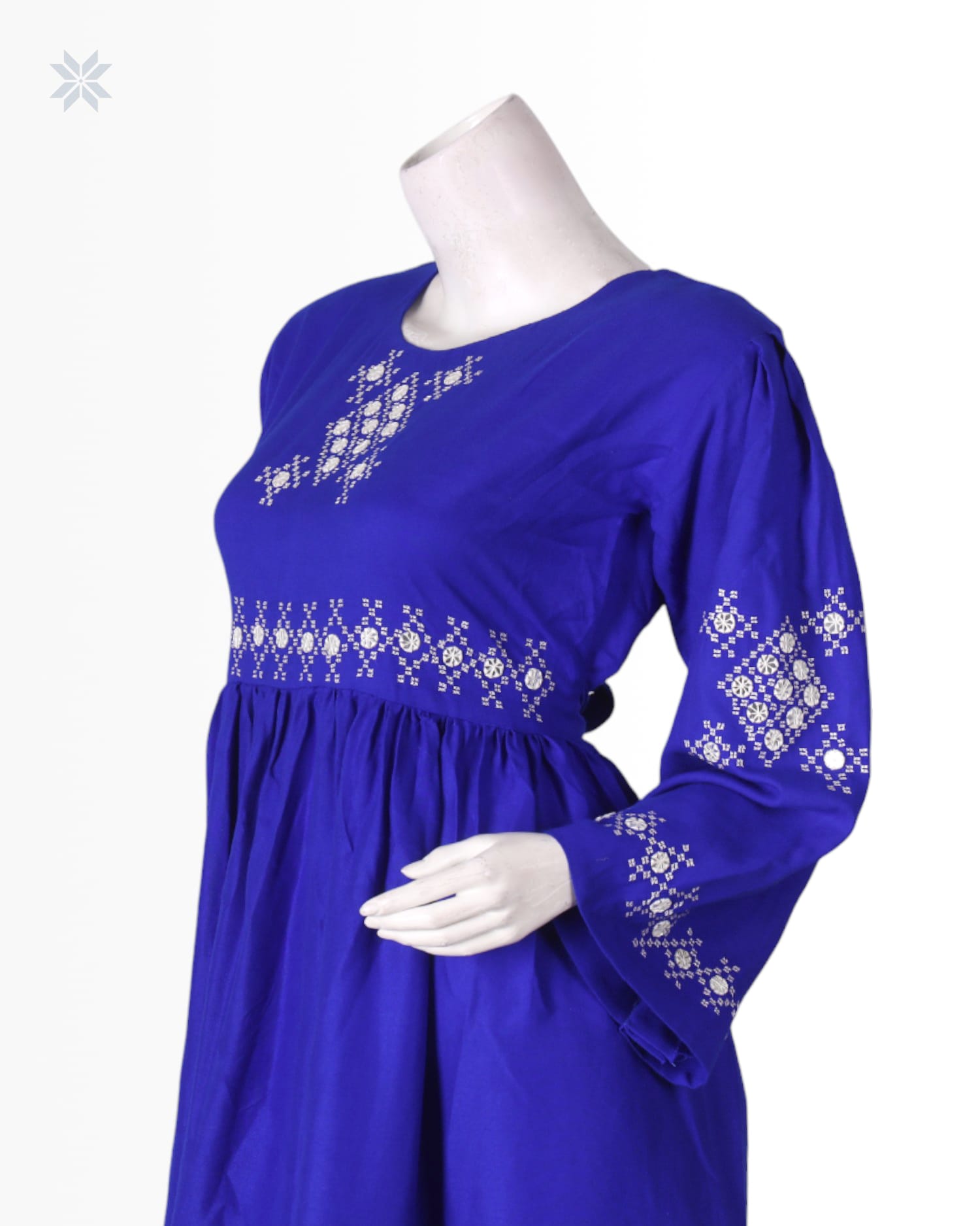 Royal Blue Women’s Glass Embroidered Dress
