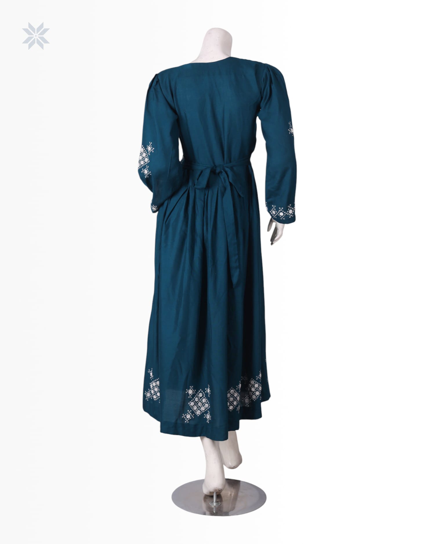 Deep Teal Women’s Glass Embroidered Dress