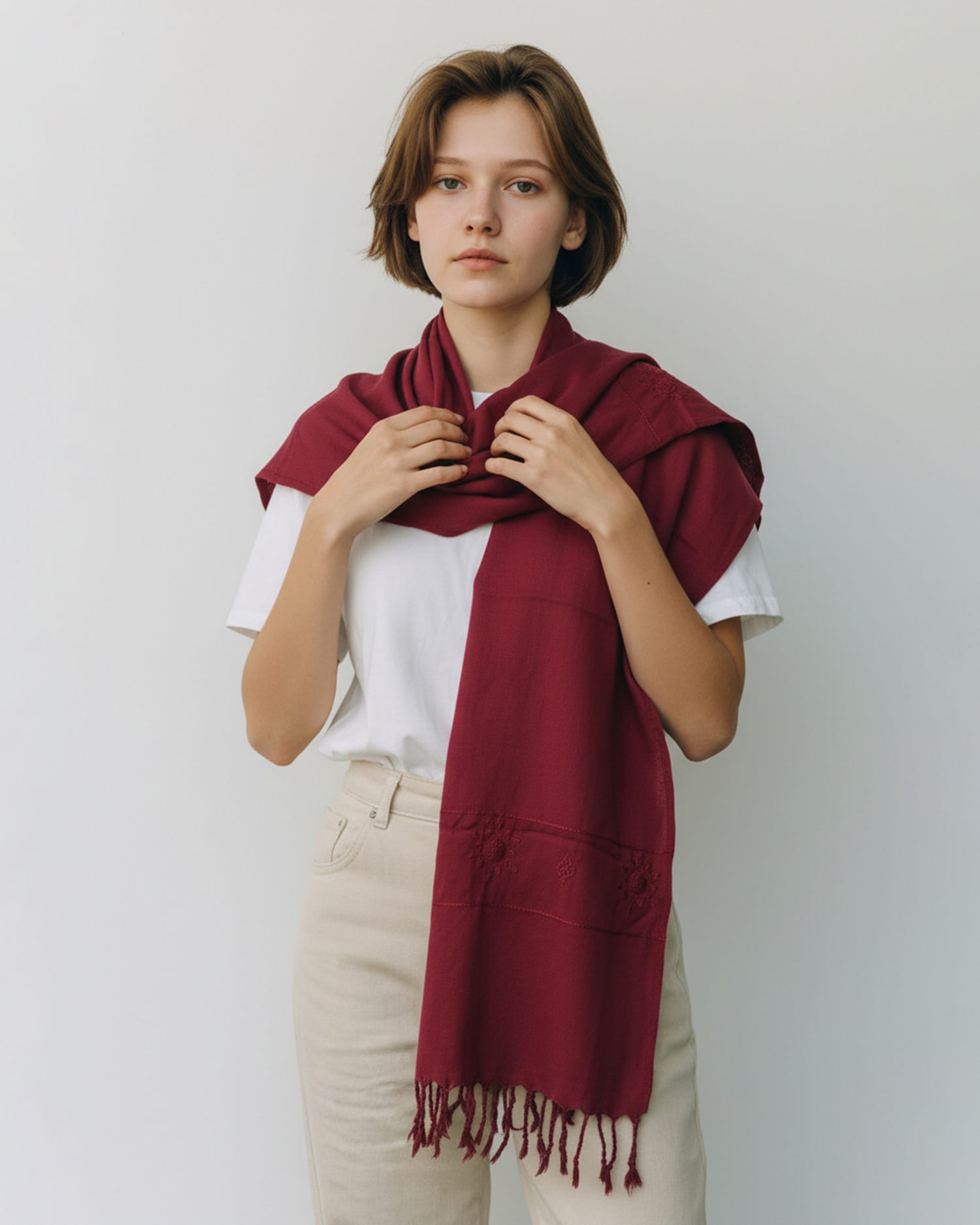 Burgundy Cotton Chador Scarf