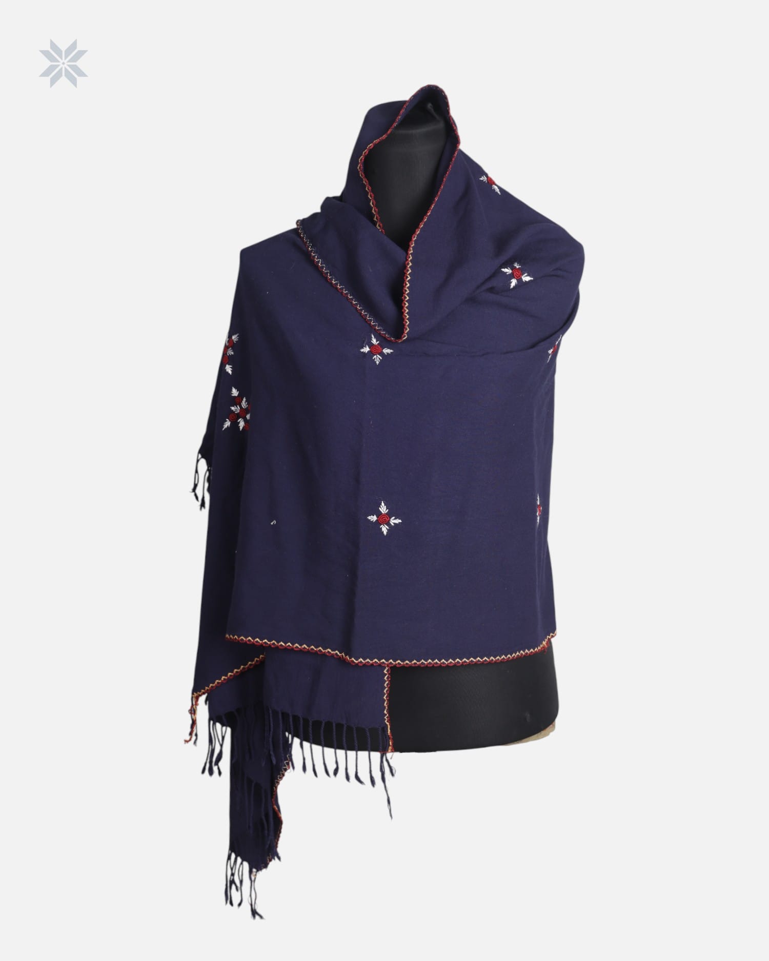 Navy Blue Cotton Chador with Hand Embroidery