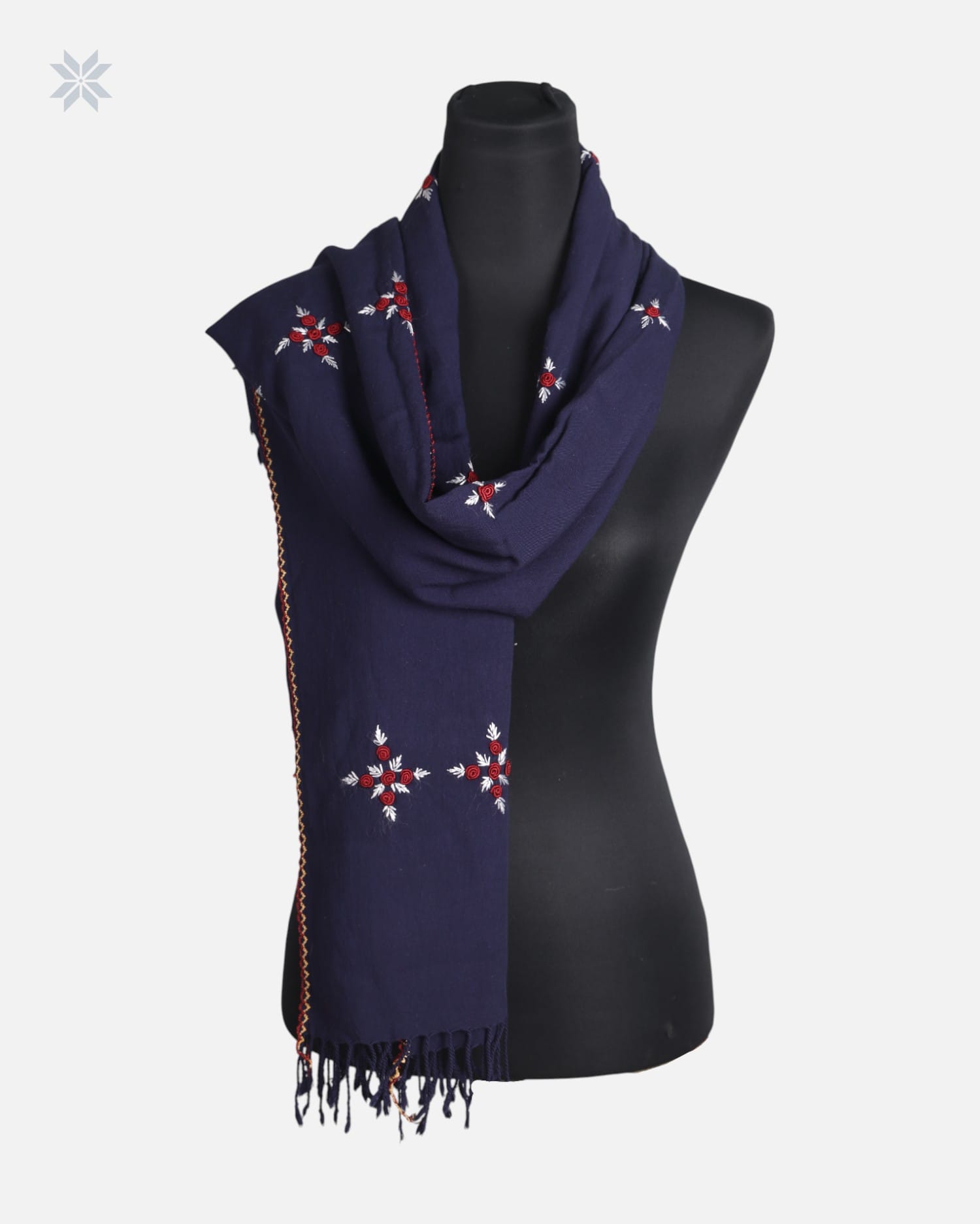 Navy Blue Cotton Chador with Hand Embroidery