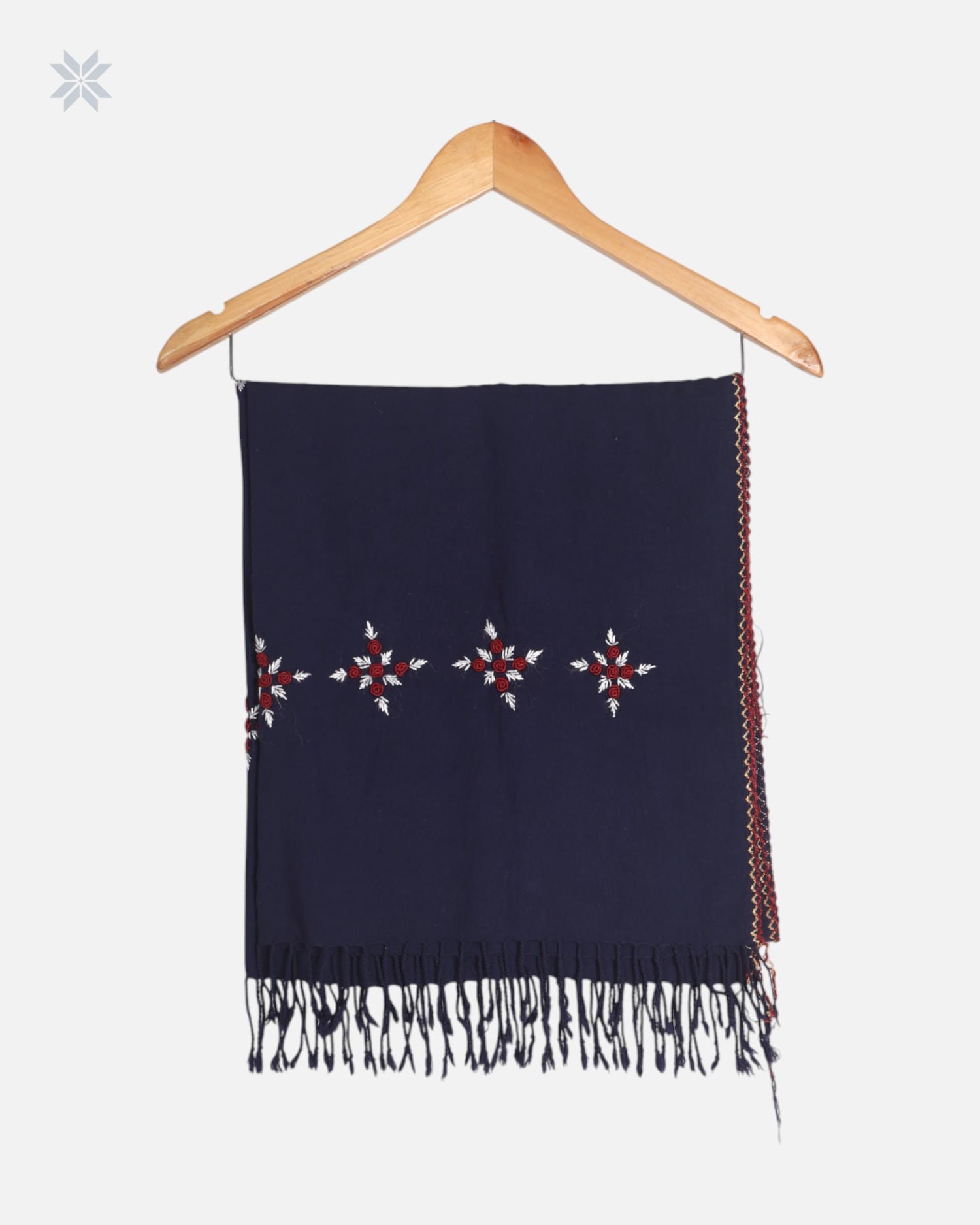 Navy Blue Cotton Chador with Hand Embroidery