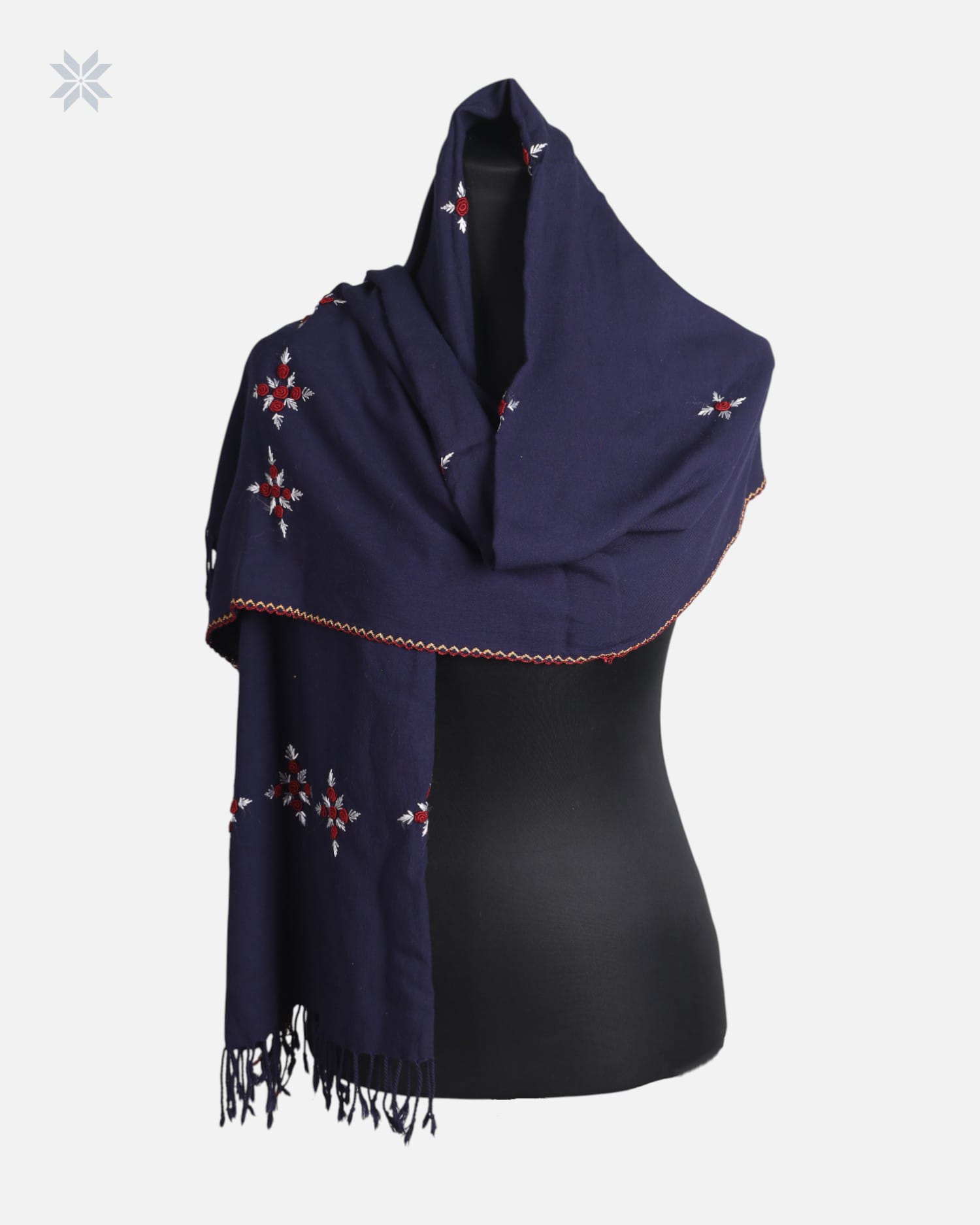 Navy Blue Cotton Chador with Hand Embroidery