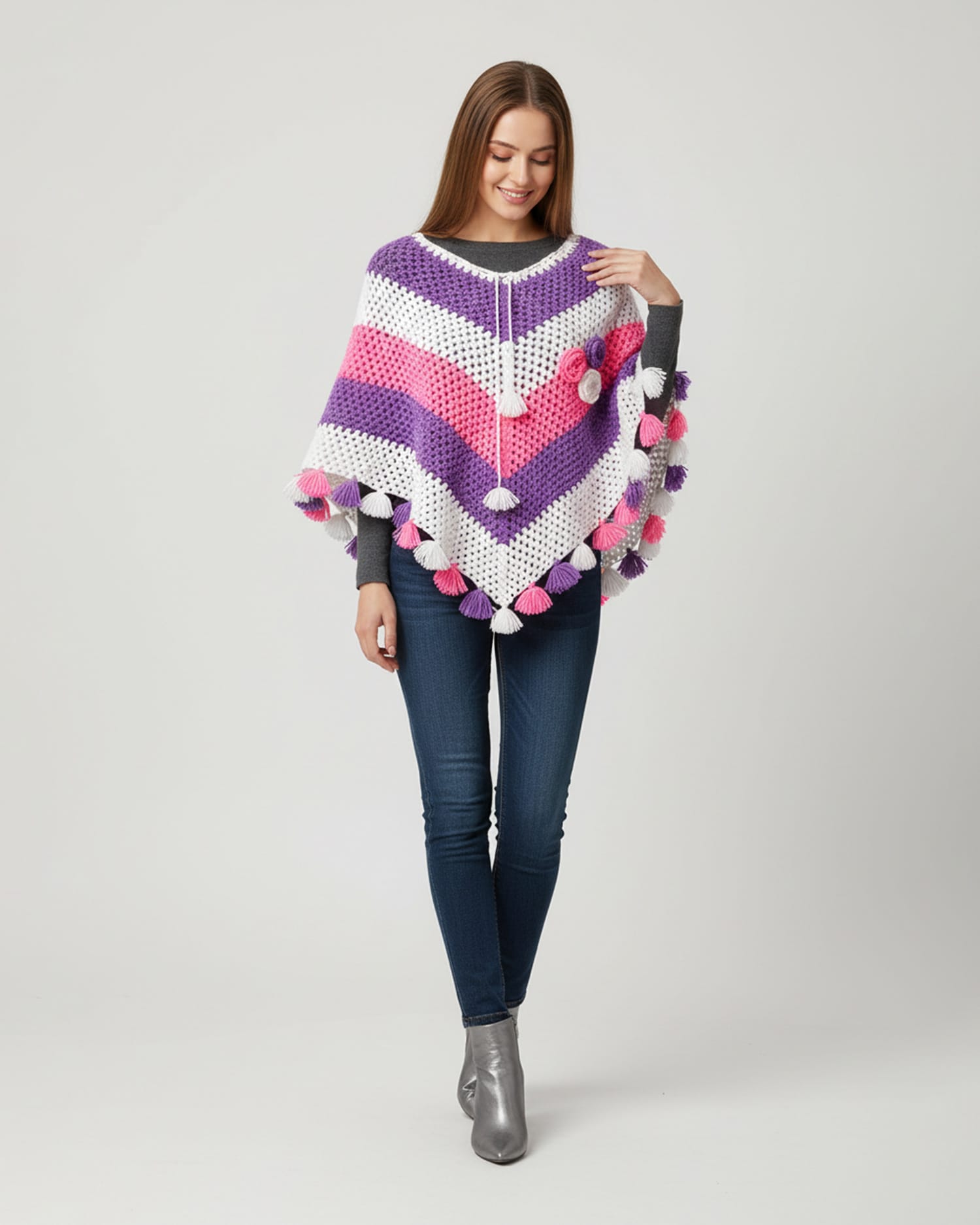 Purple & Pink Yalan Poncho