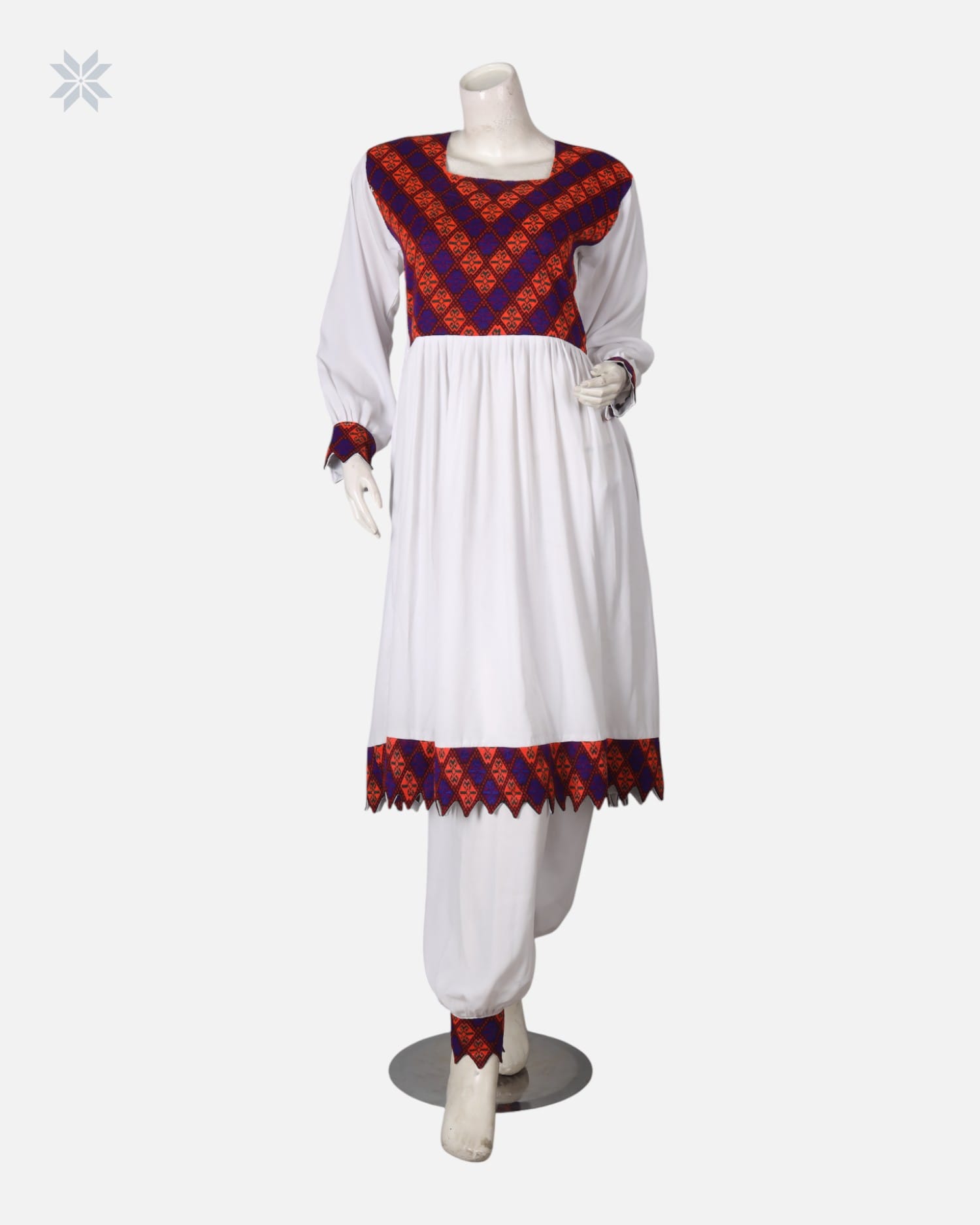 Handmade Afghan Khandari Embroidered Dress