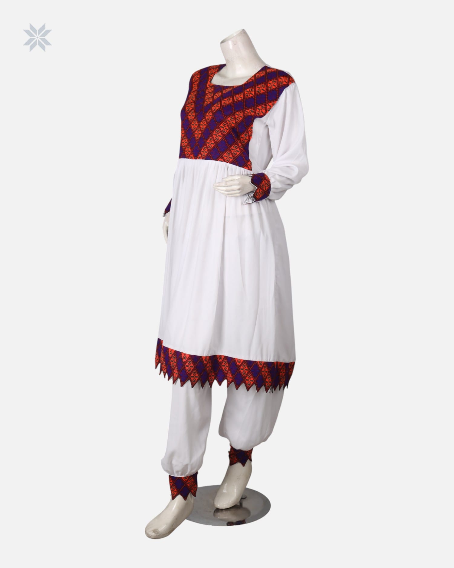 Handmade Afghan Khandari Embroidered Dress
