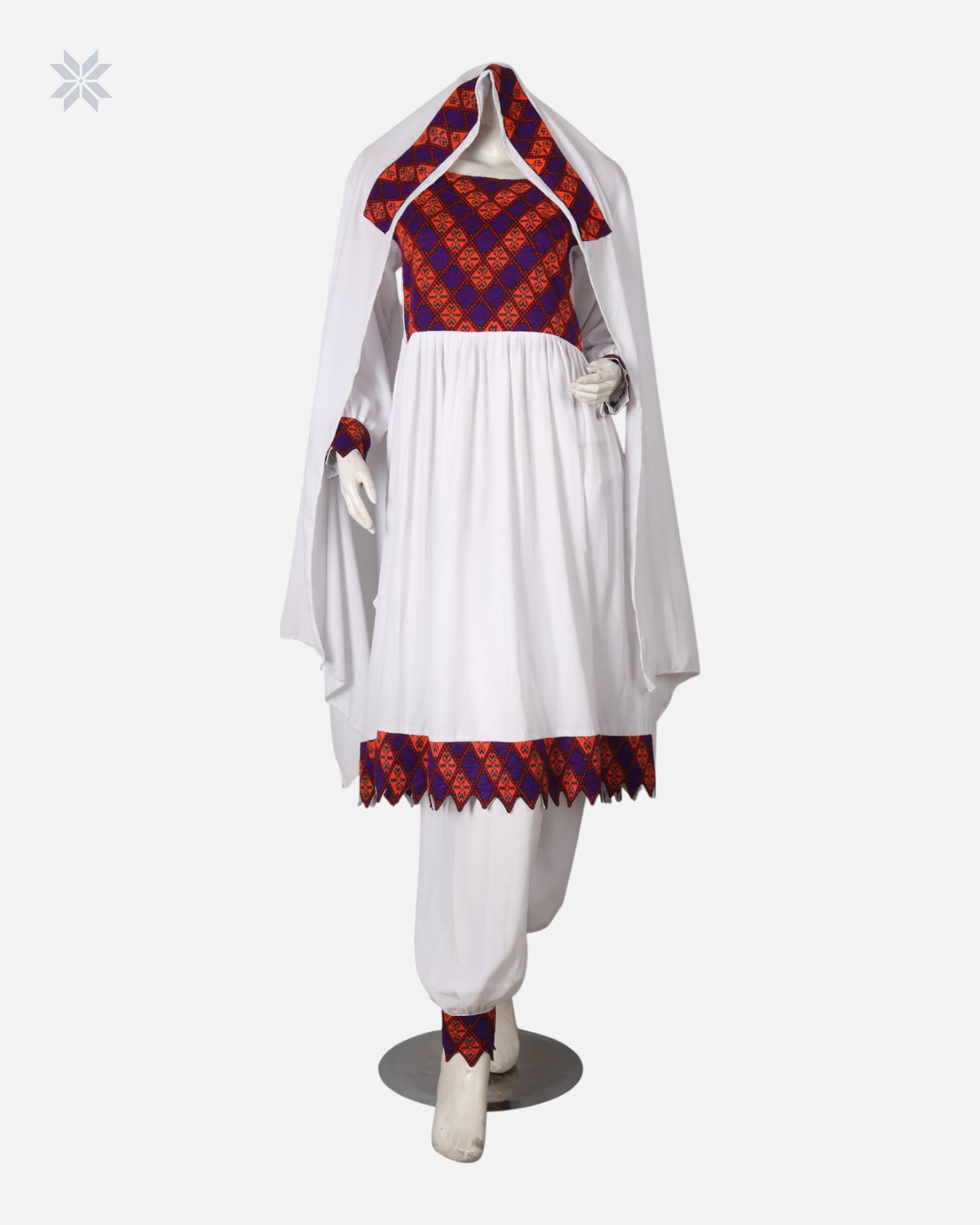 Handmade Afghan Khandari Embroidered Dress