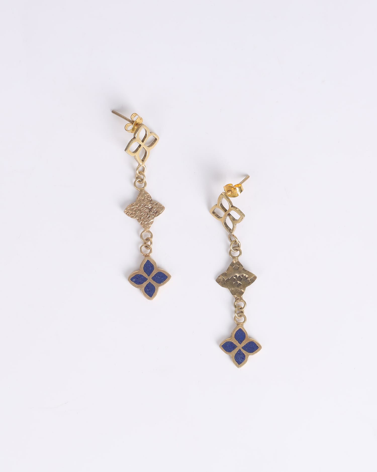 Earrings Lapis Lazuli | Elegant Gold Plated Brass Setting