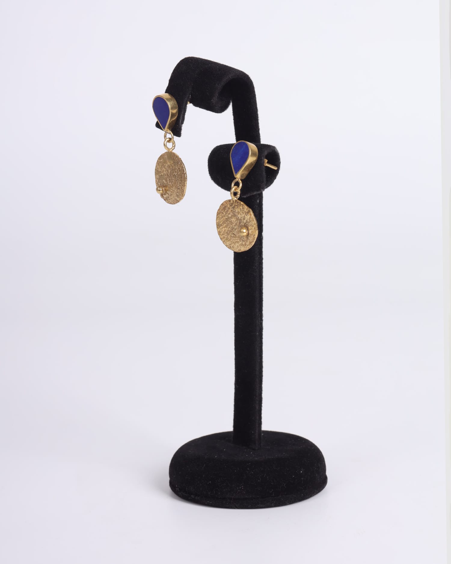 Lapis Lazuli Earrings | Handmade Gold Plated Brass Coins