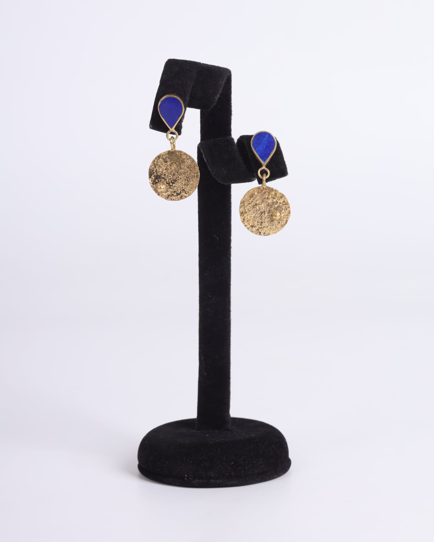 Lapis Lazuli Earrings | Handmade Gold Plated Brass Coins