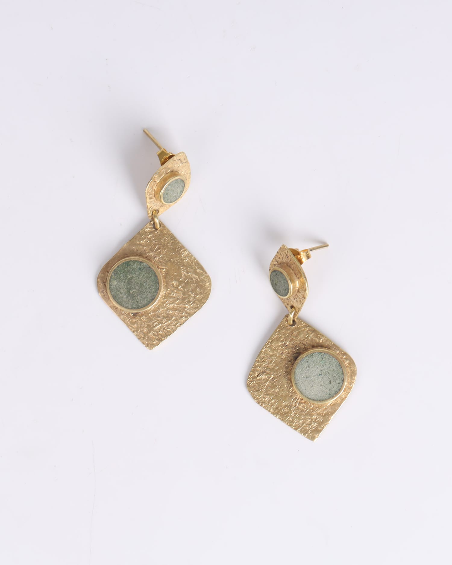 Earrings Bamyan Turquoise | Elegant Gold-Plated Brass, Handmade