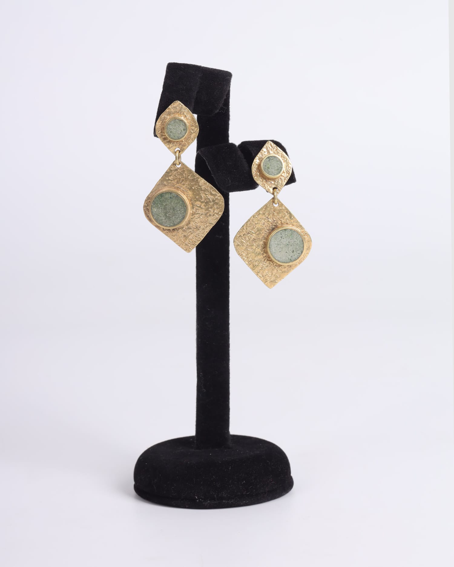 Earrings Bamyan Turquoise | Elegant Gold-Plated Brass, Handmade