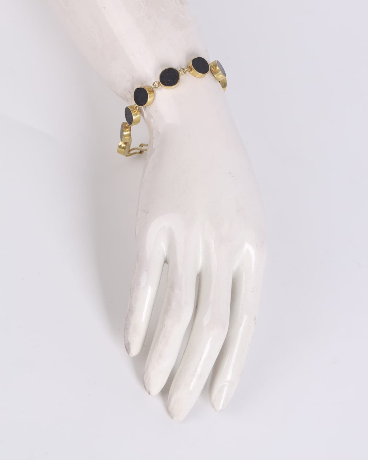 Black Marble Bracelet with Gold Plated Brass