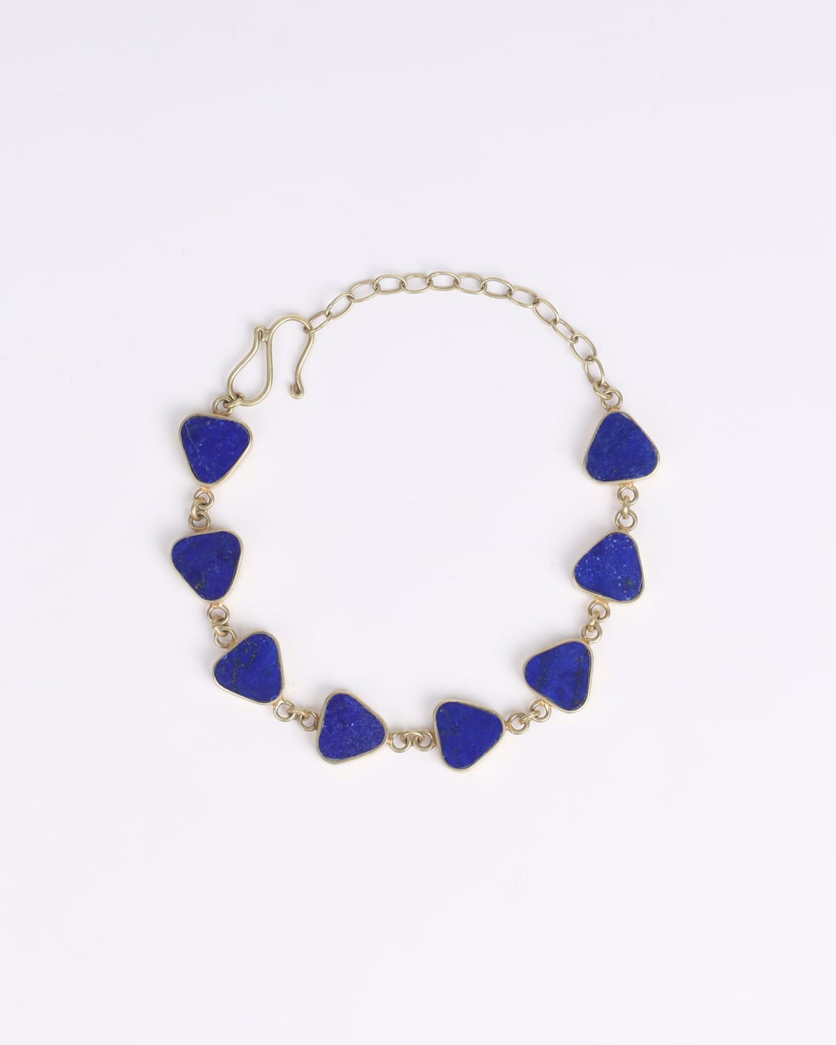 Bracelet Afghan Lapis Lazuli– Unique Gold Plated Brass Triangle Design