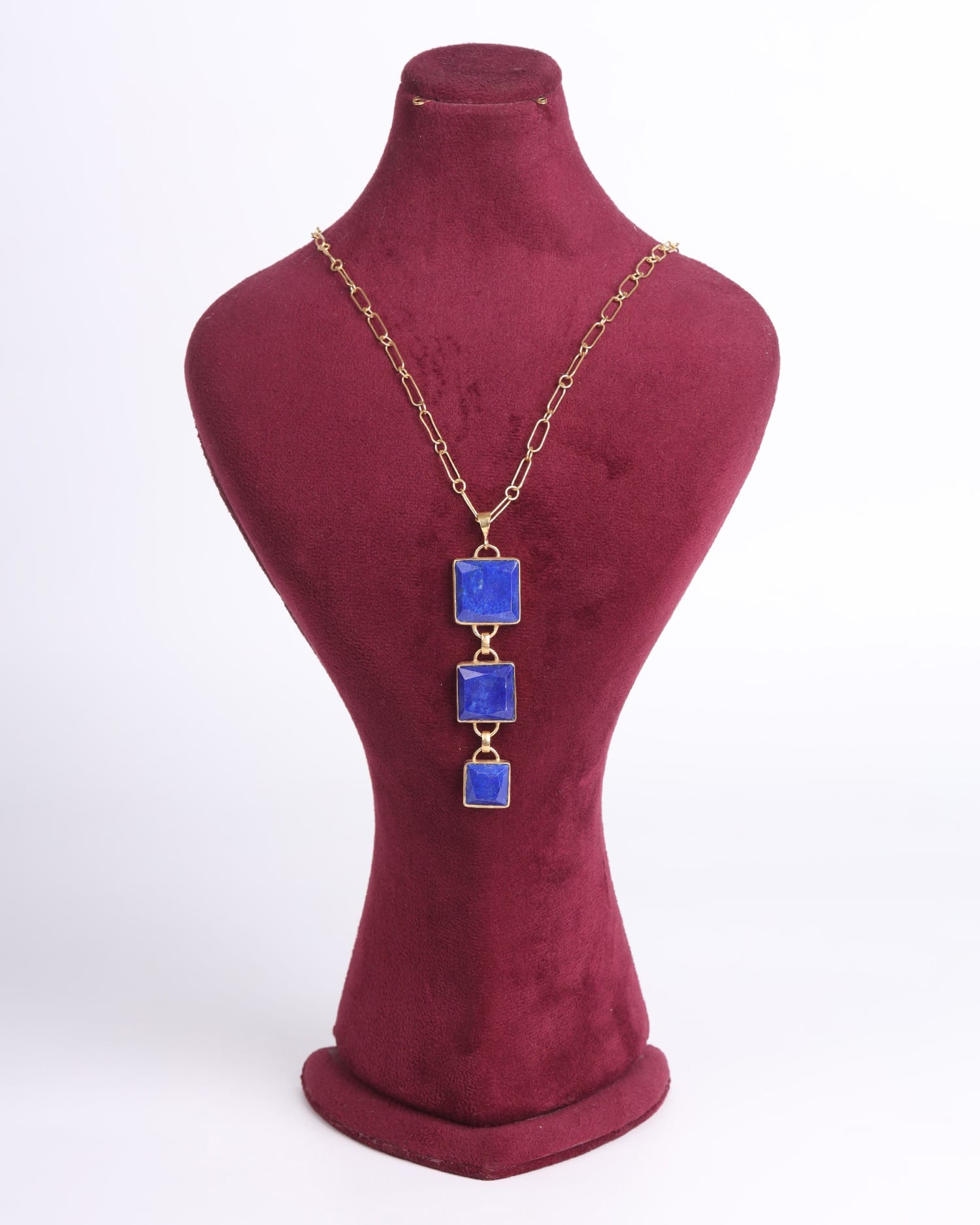 Necklace Lapis Lazuli Pendant – Unique Geometric Design – Afghan Jewelry