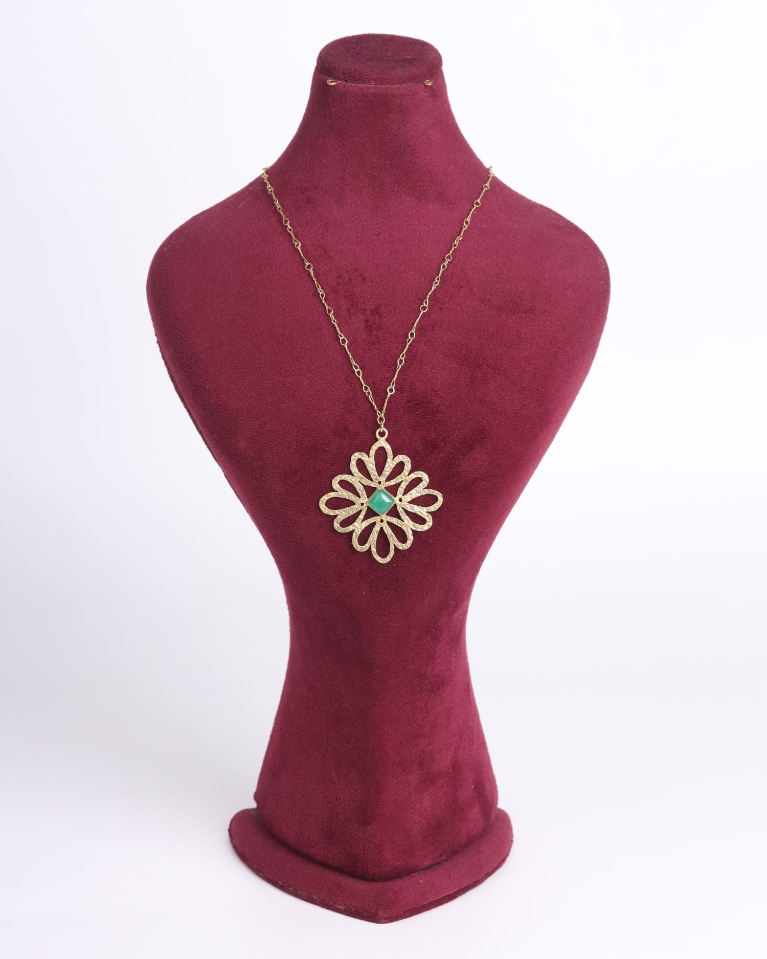 Royal Green Agate Necklace – Luxury Brass Necklace