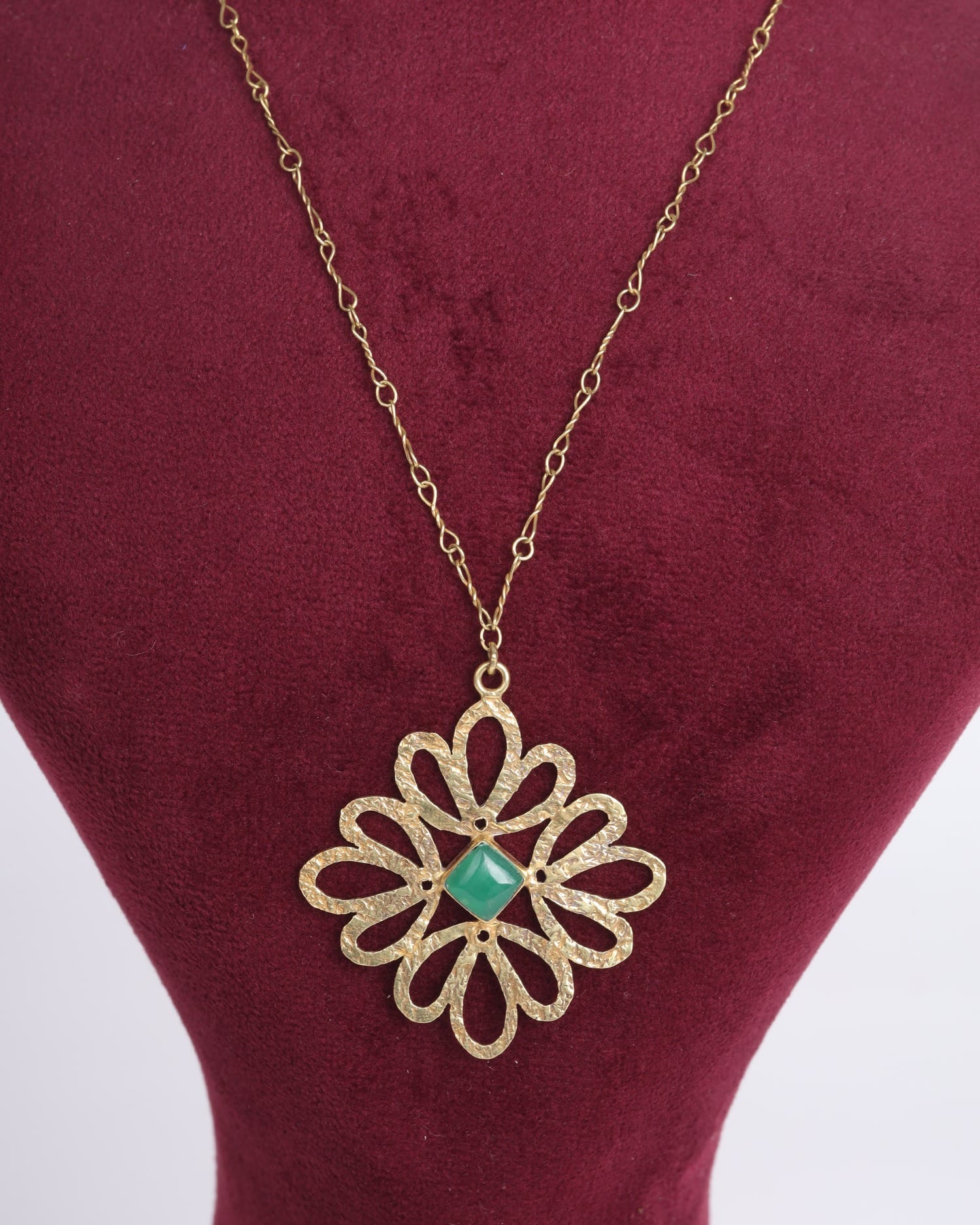 Royal Green Agate Necklace – Luxury Brass Necklace