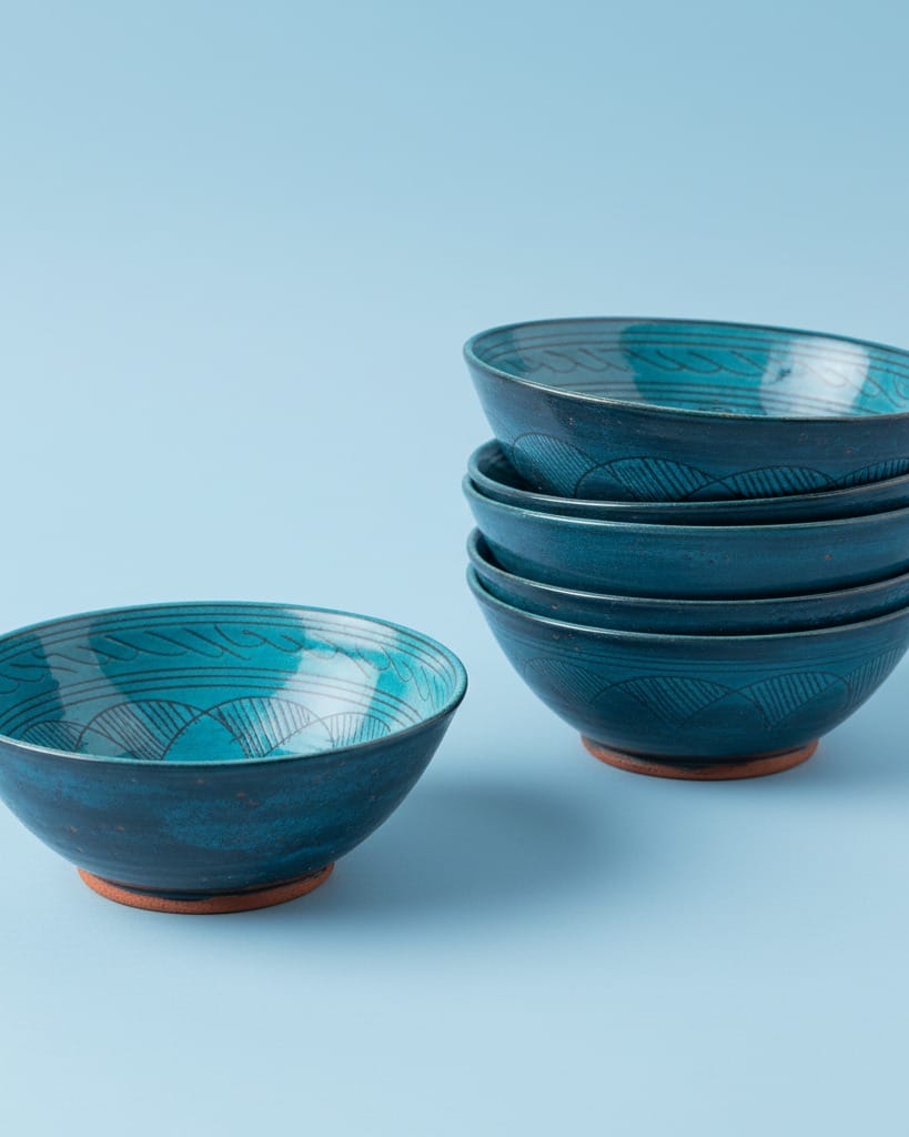Istalif Blue Handmade Pottery Mini Ceramic set of 6 Bowls