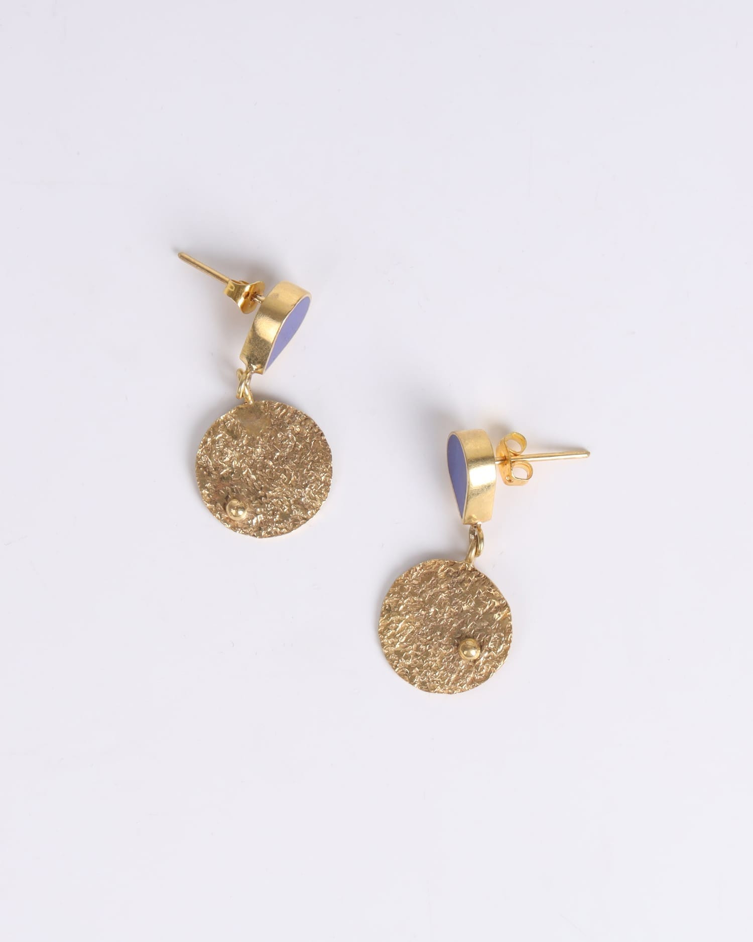 Lapis Lazuli Earrings | Handmade Gold Plated Brass Coins