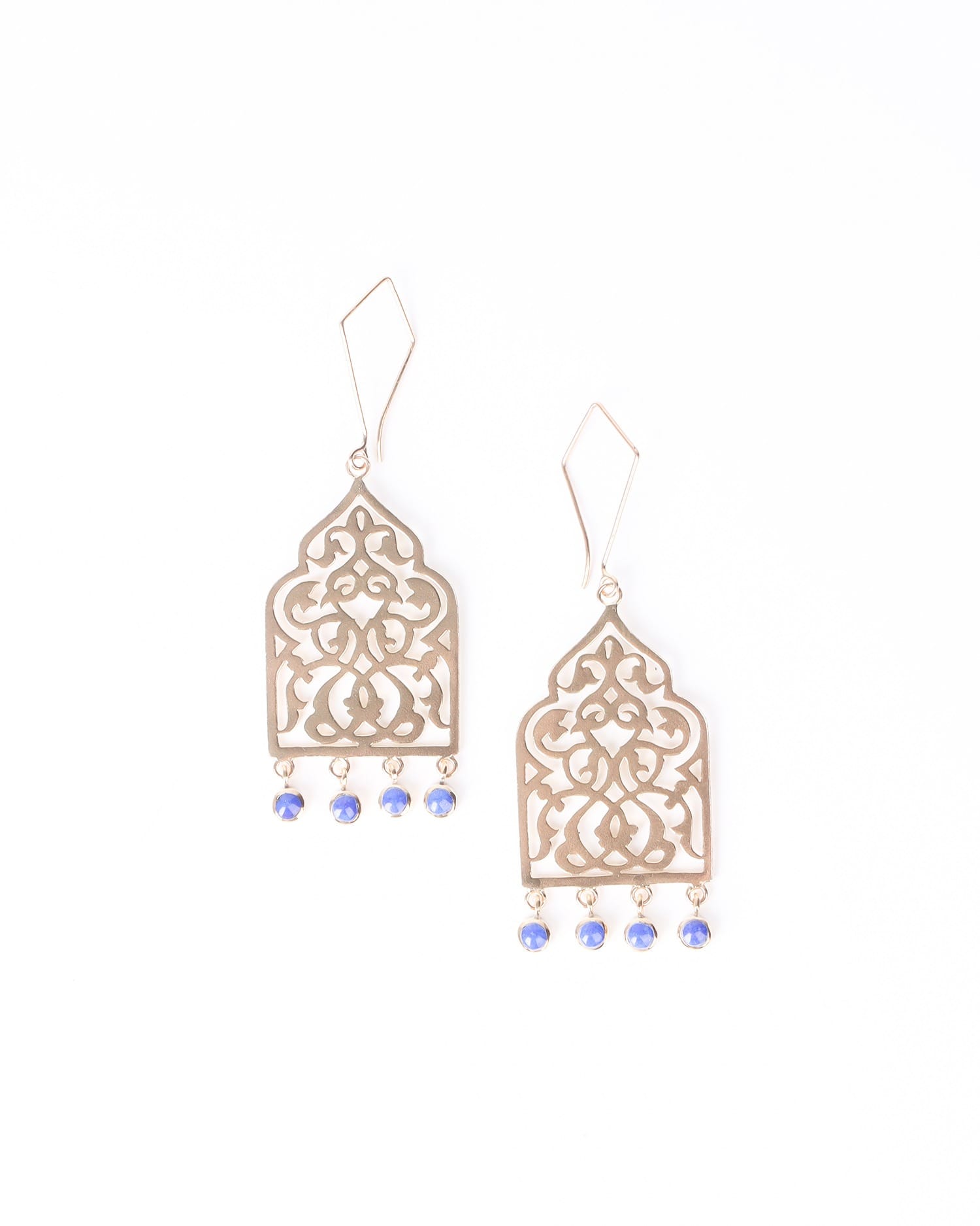 Elegant Drop Earrings Handmade – Blue Lapis Gold Plated
