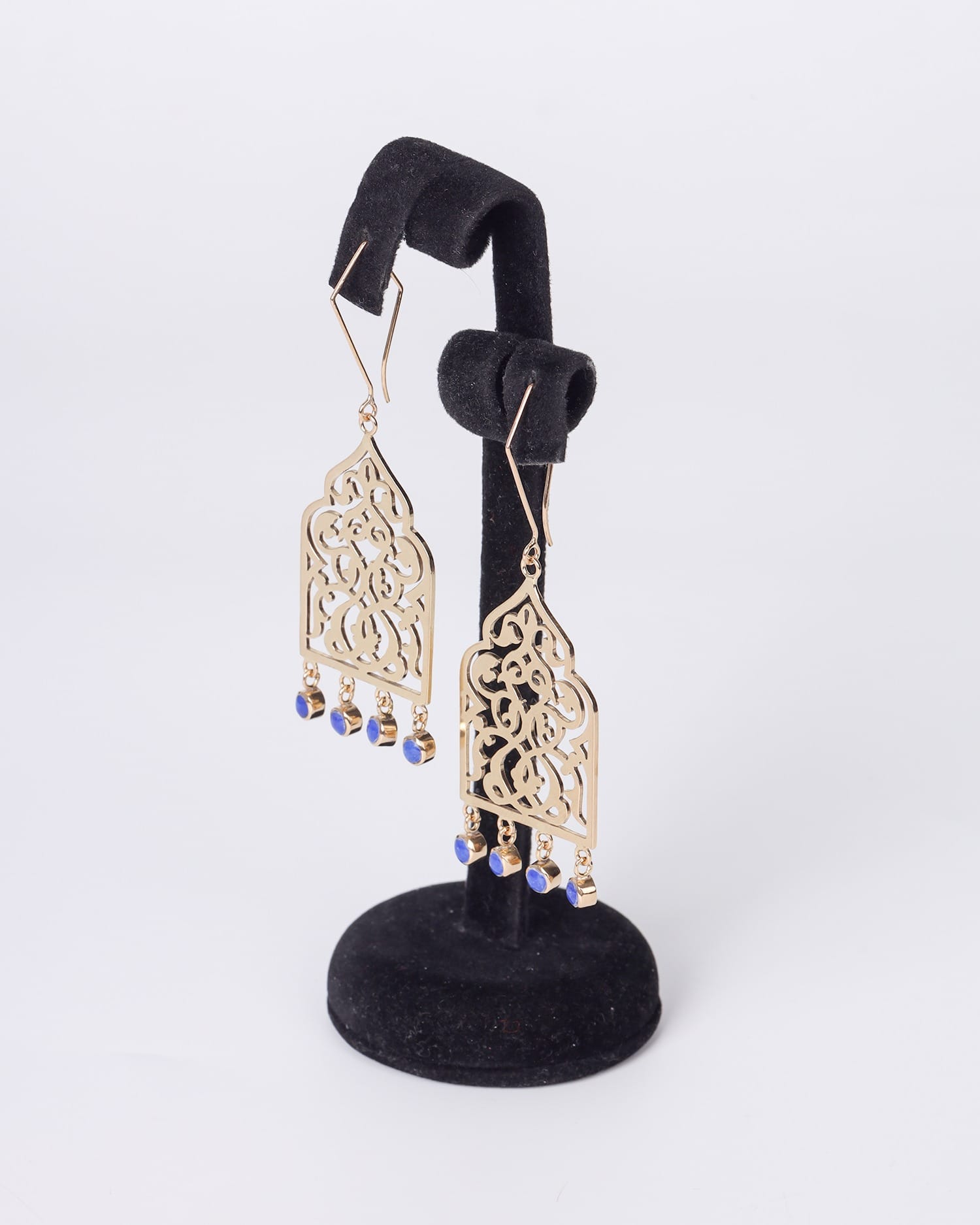 Elegant Drop Earrings Handmade – Blue Lapis Gold Plated