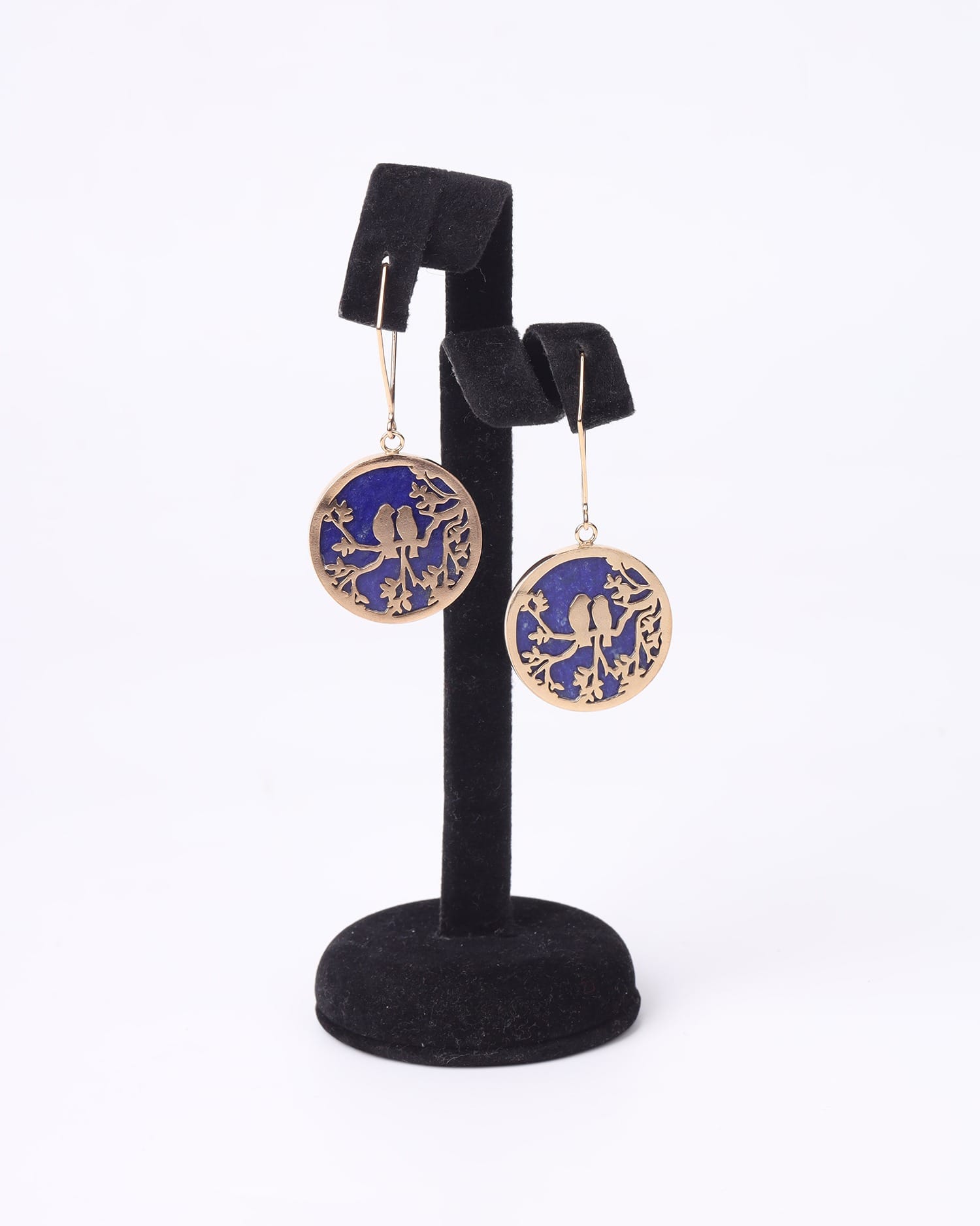 Afghani Dove Lapis Earrings – Gold Plated Nature-Inspired Design
