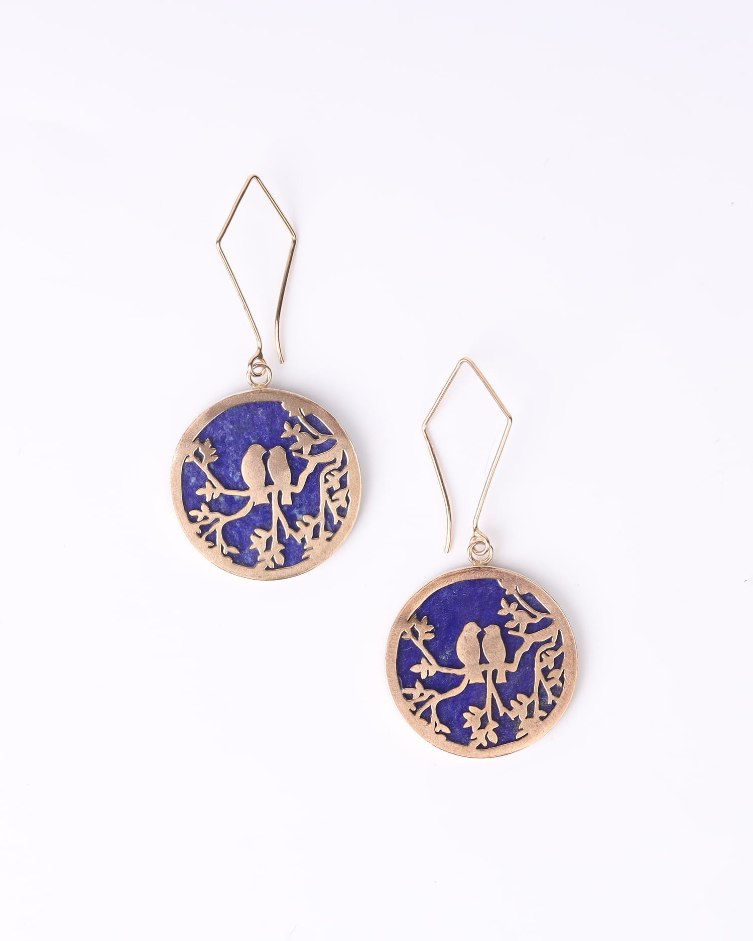 Afghani Dove Lapis Earrings – Gold Plated Nature-Inspired Design