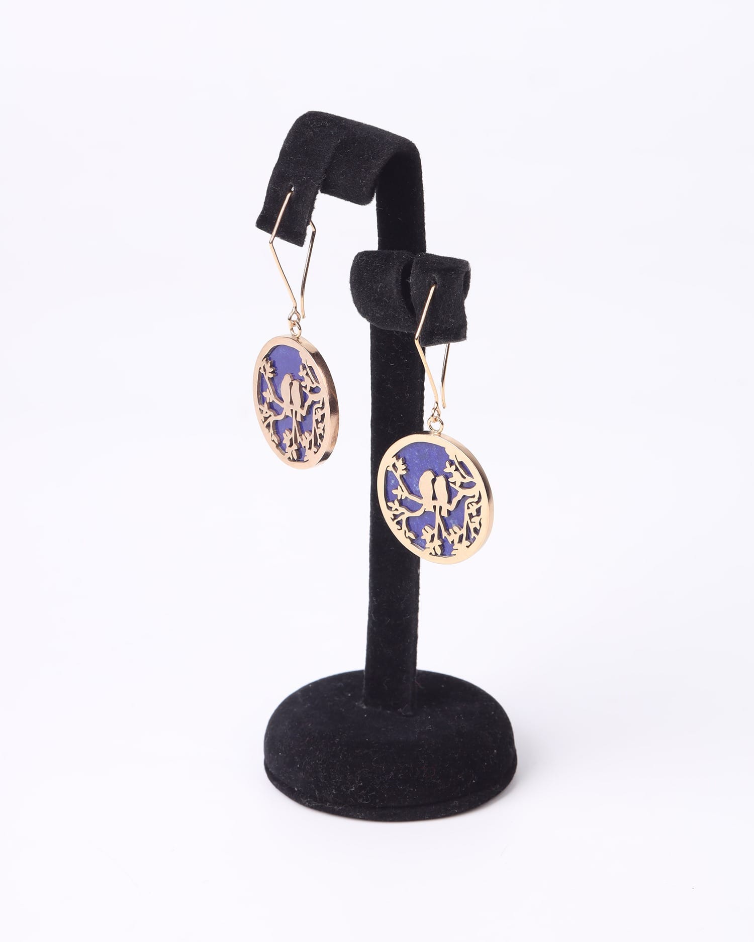 Afghani Dove Lapis Earrings – Gold Plated Nature-Inspired Design