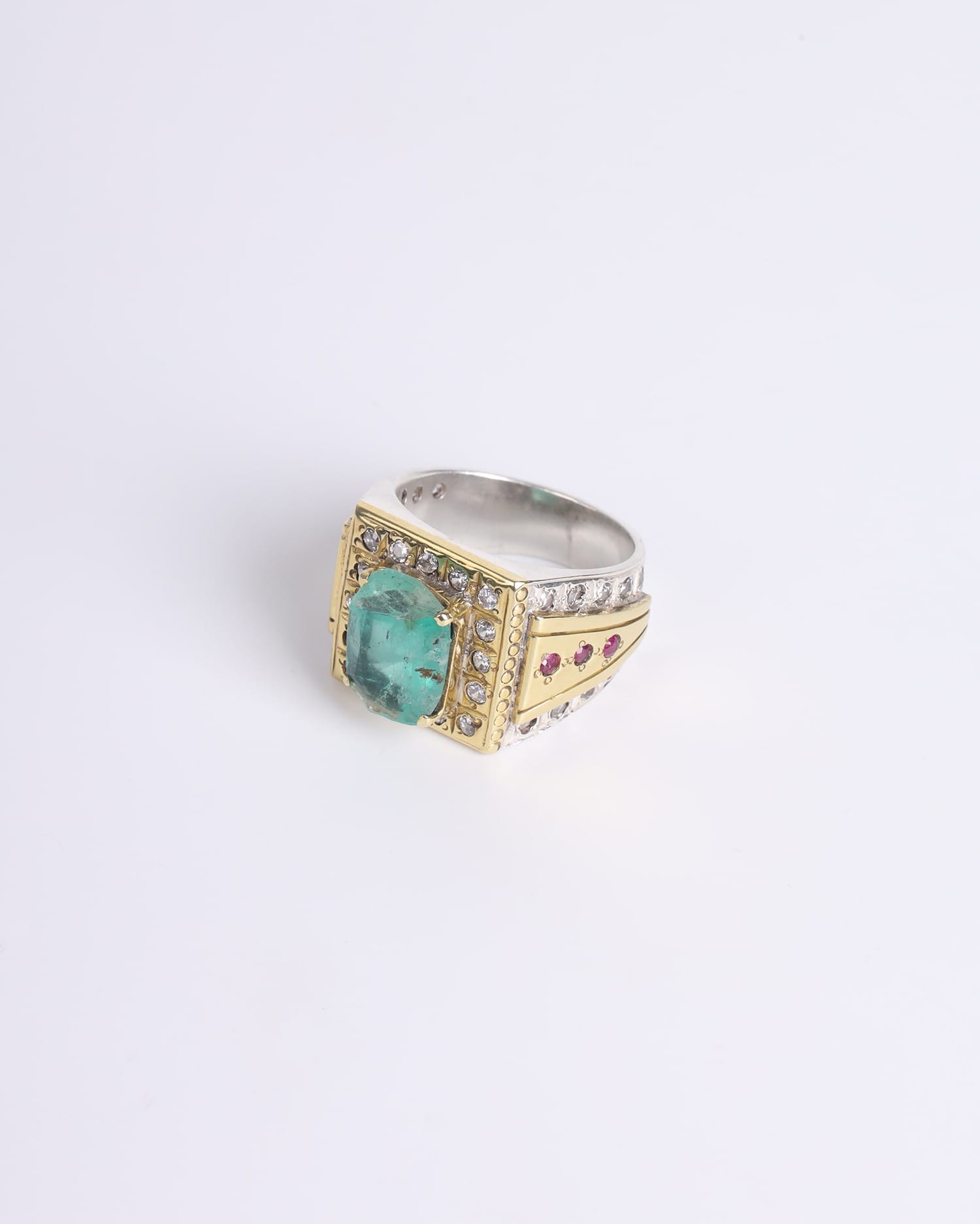 Full Stone Ring with Nuristan Emerald – 925 Sterling Silver